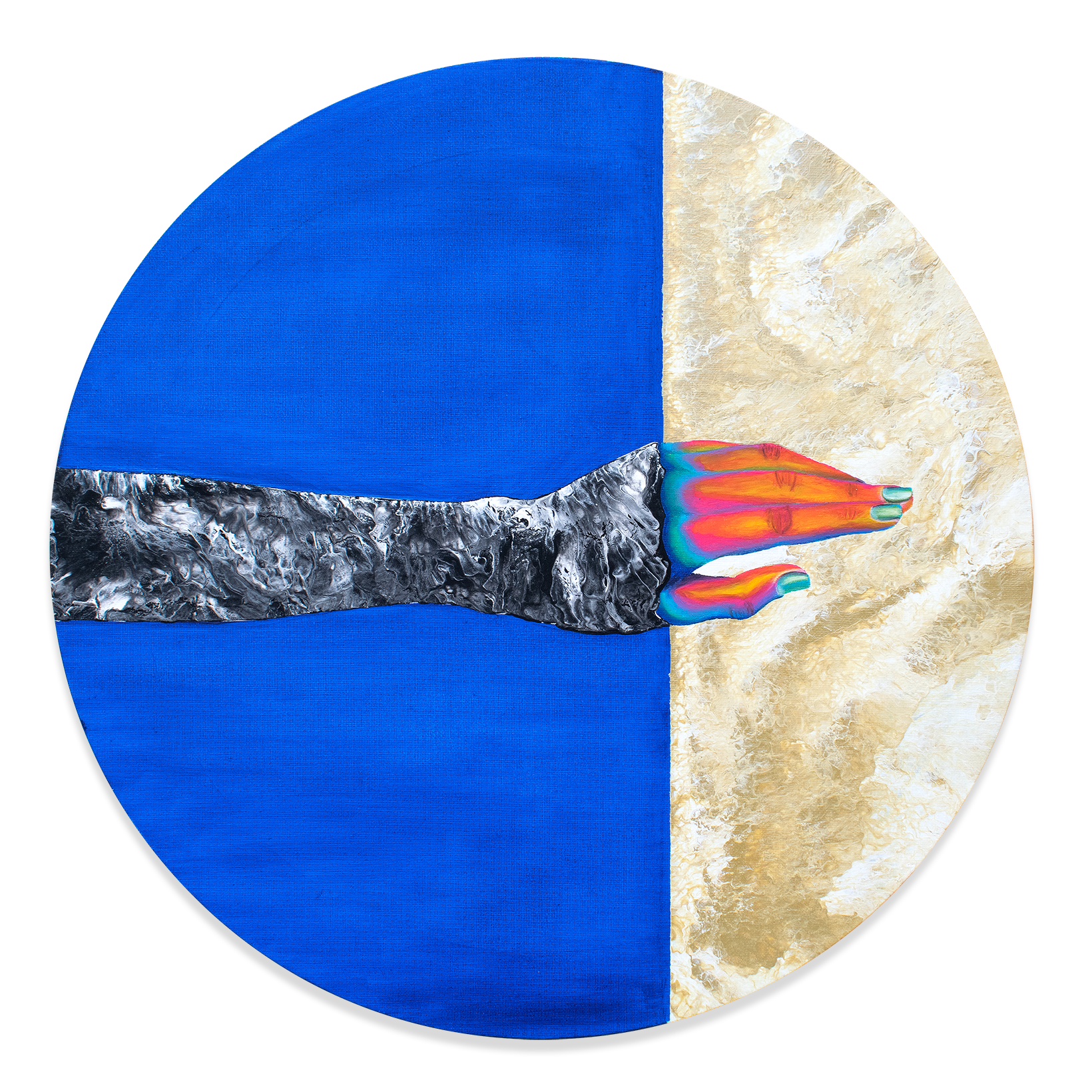 "La mano que libera" Obra original 50 cm de diámetro