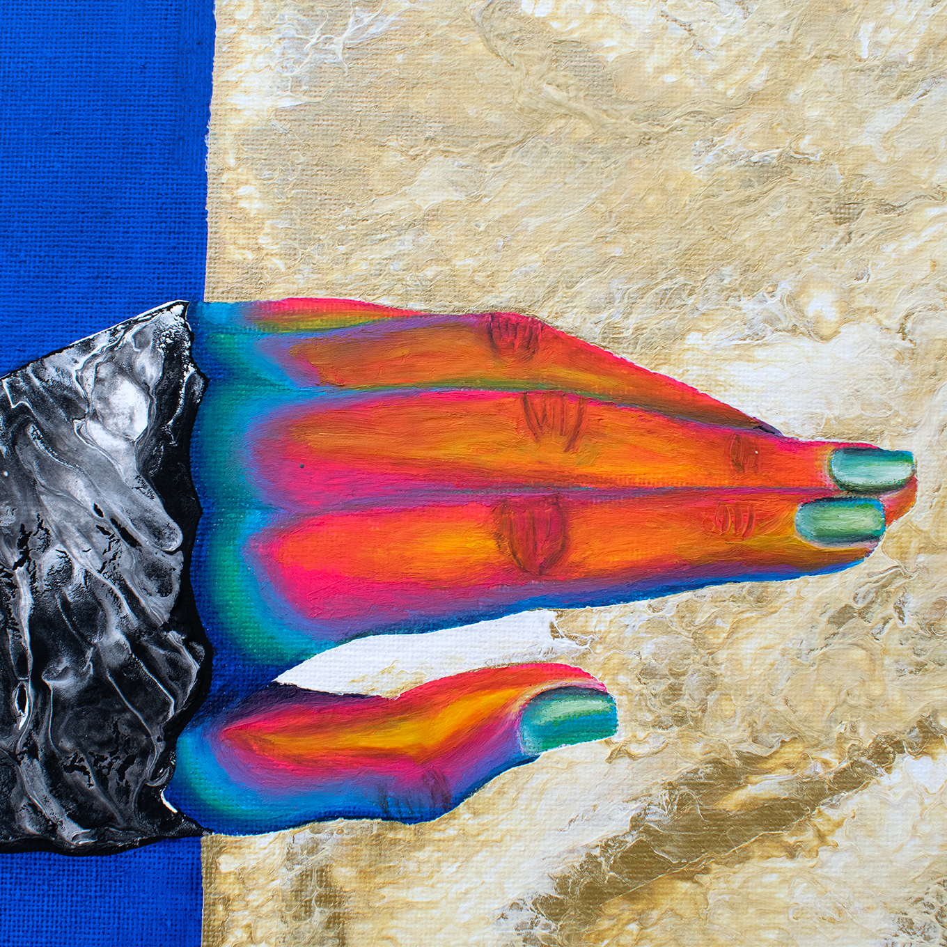 "La mano que libera" Obra original 50 cm de diámetro