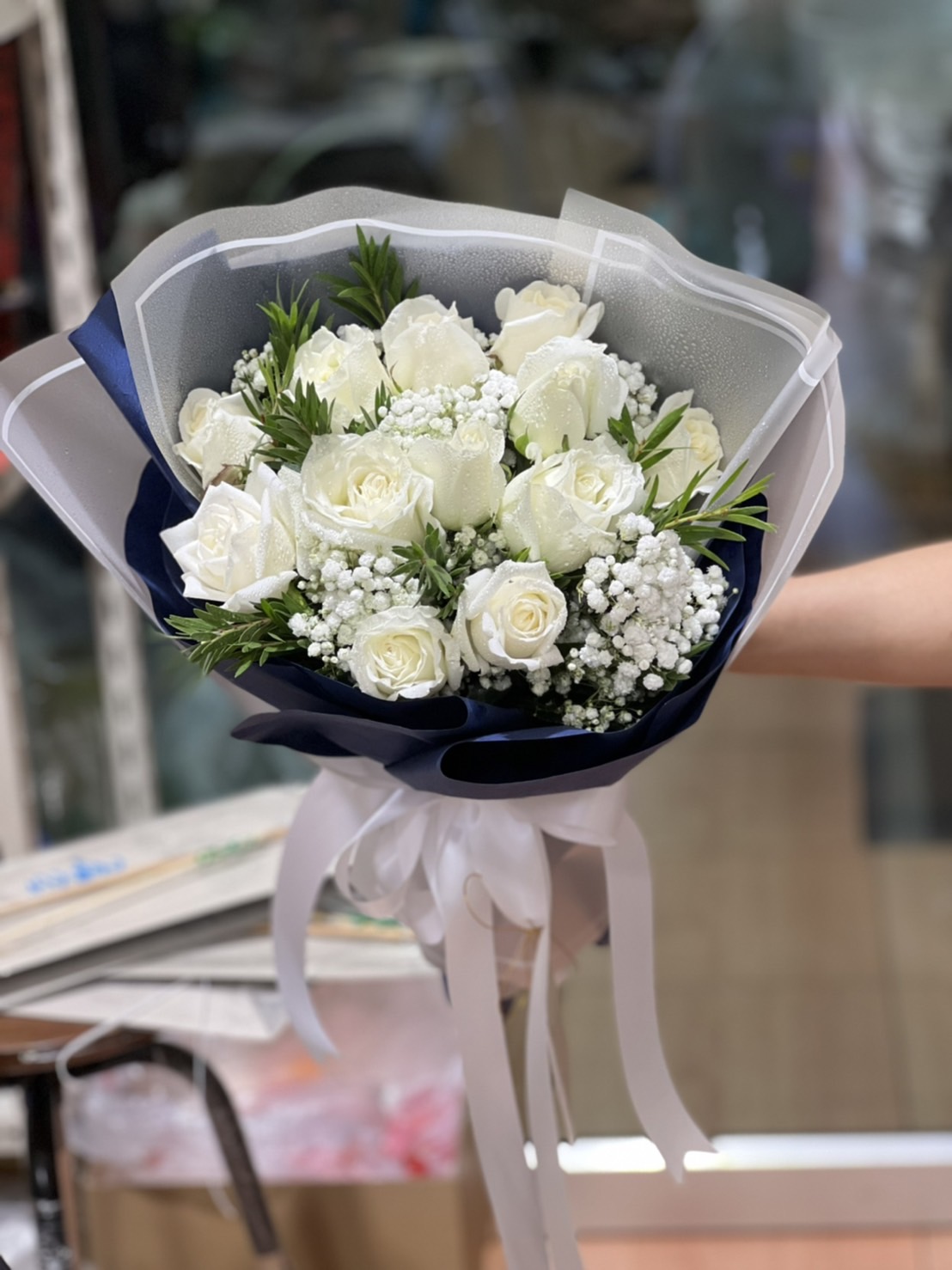 Elegant White Rose Bouquet