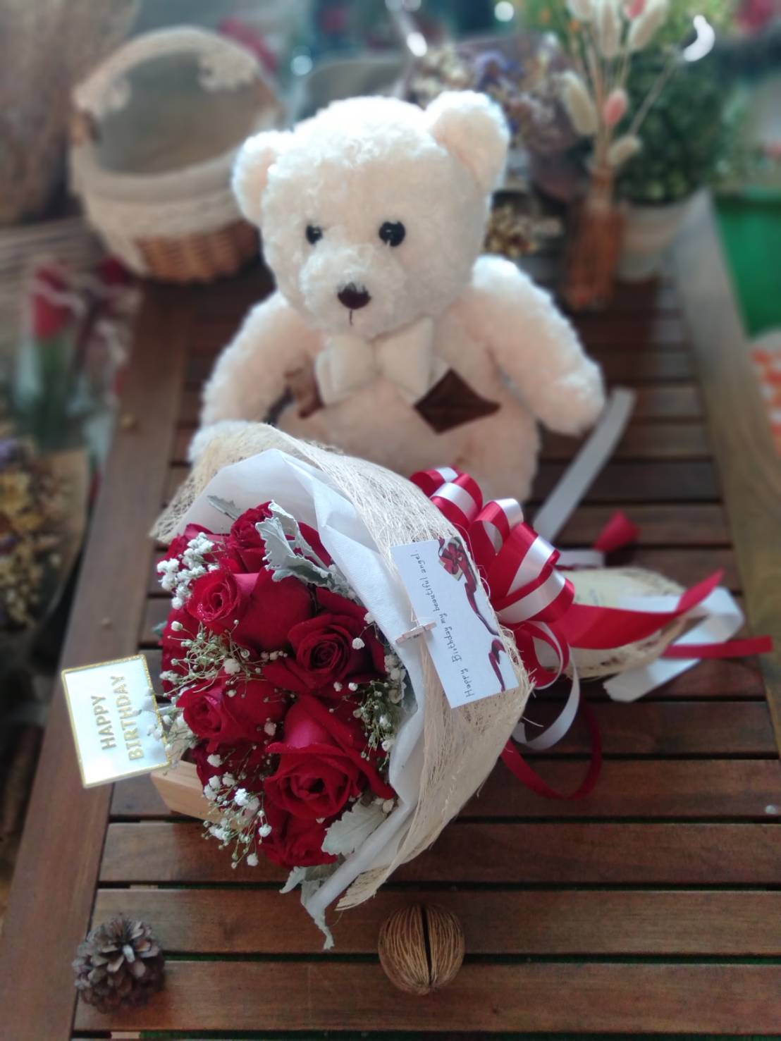 Teddy Bear with Bouquet