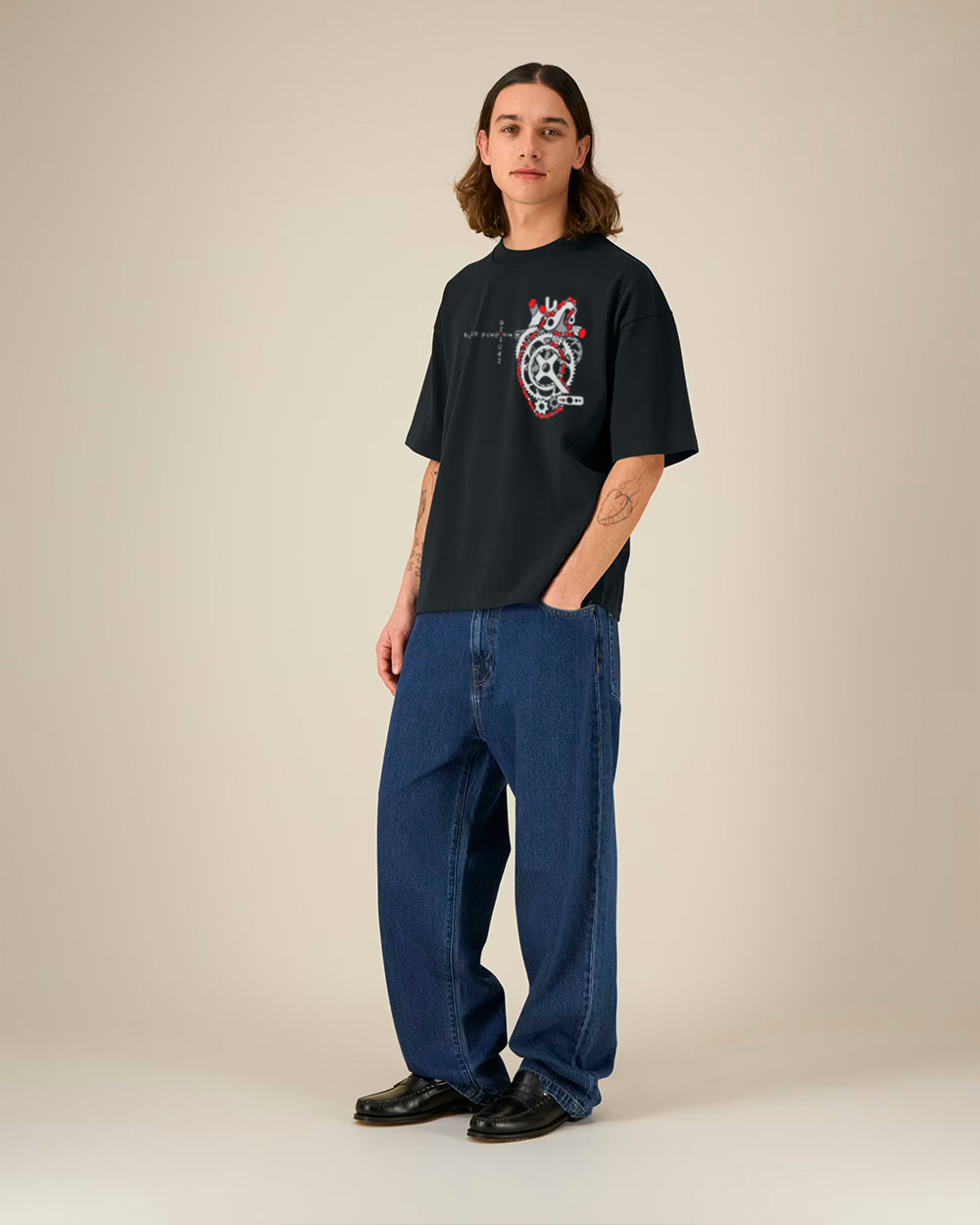 Oversize Unisex marškinėliai "Blood pumping machine"