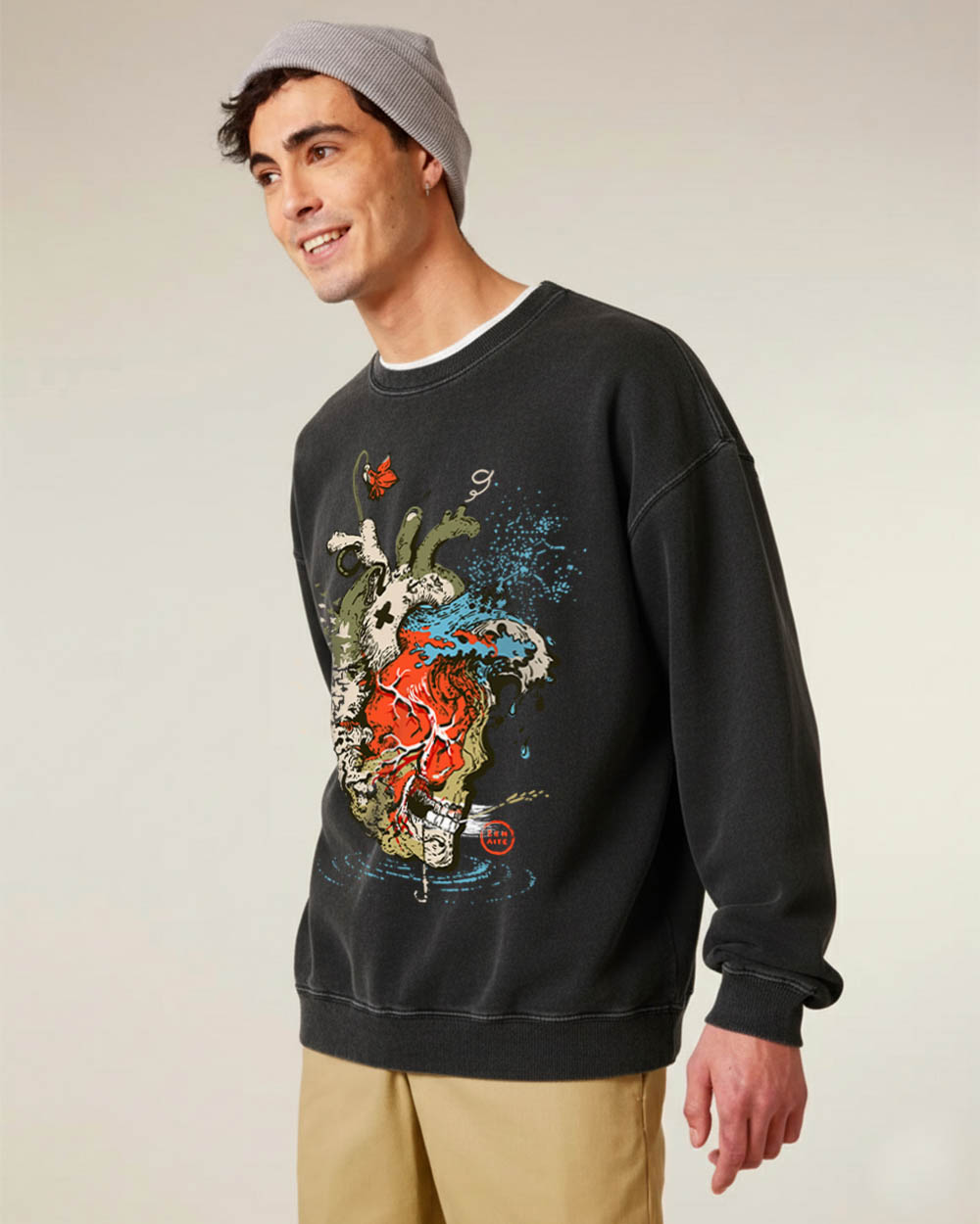 Oversize Unisex džemperis "Living a full life"