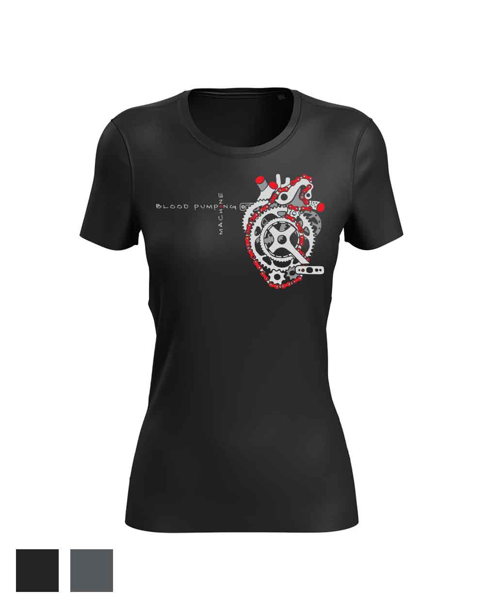 Moteriški sportiniai marškinėliai "Blood pumping machine"