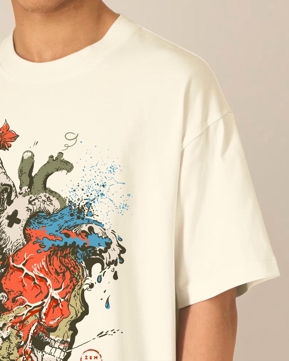 Oversize Unisex marškinėliai "Living a full life"