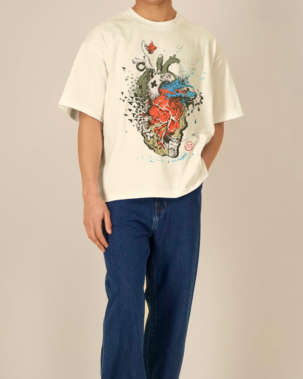 Oversize Unisex marškinėliai "Living a full life"