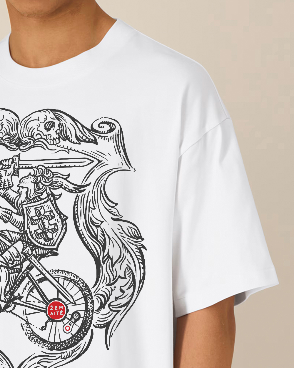 Oversize Unisex marškinėliai "Biking Vytis"