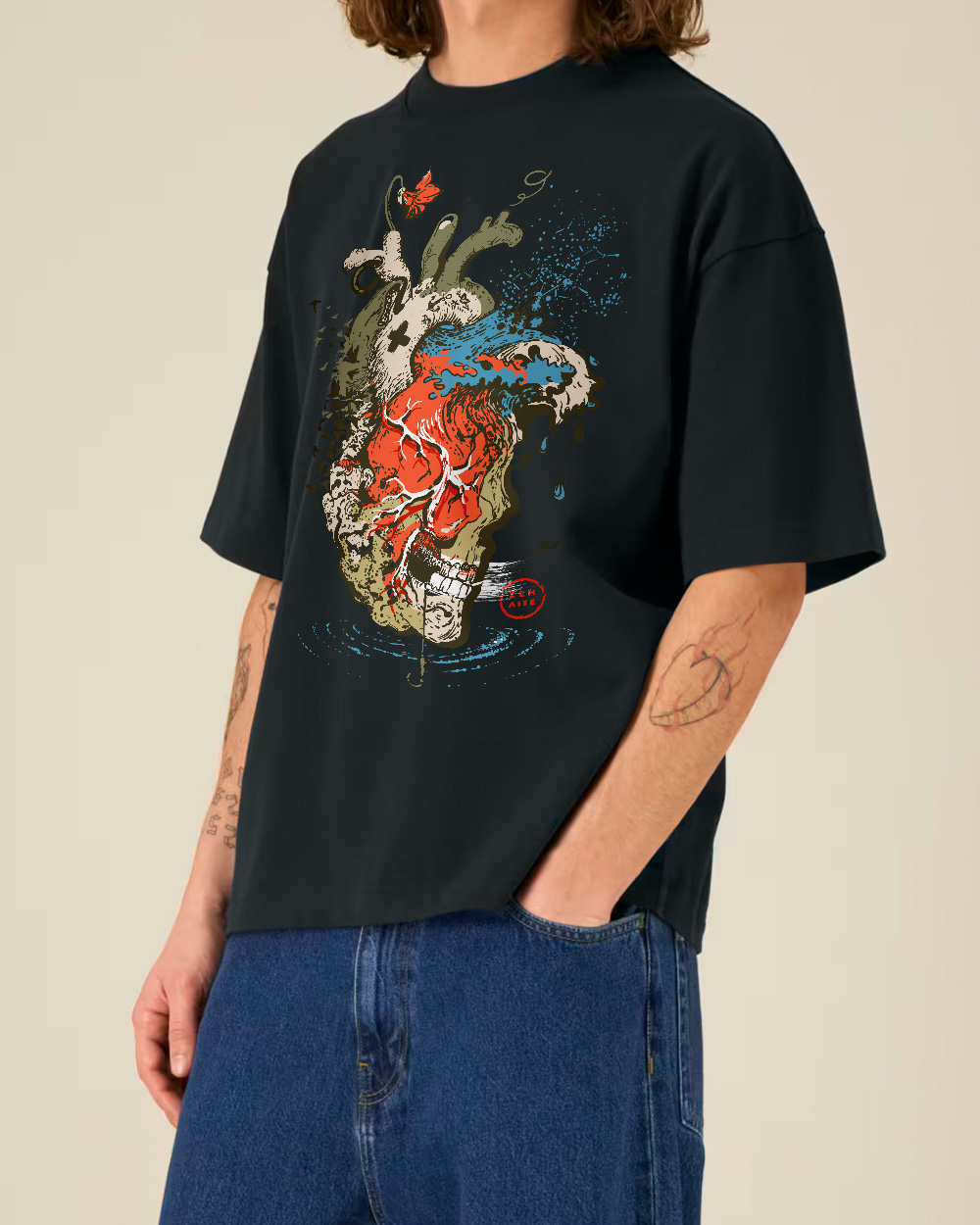 Oversize Unisex marškinėliai "Living a full life"