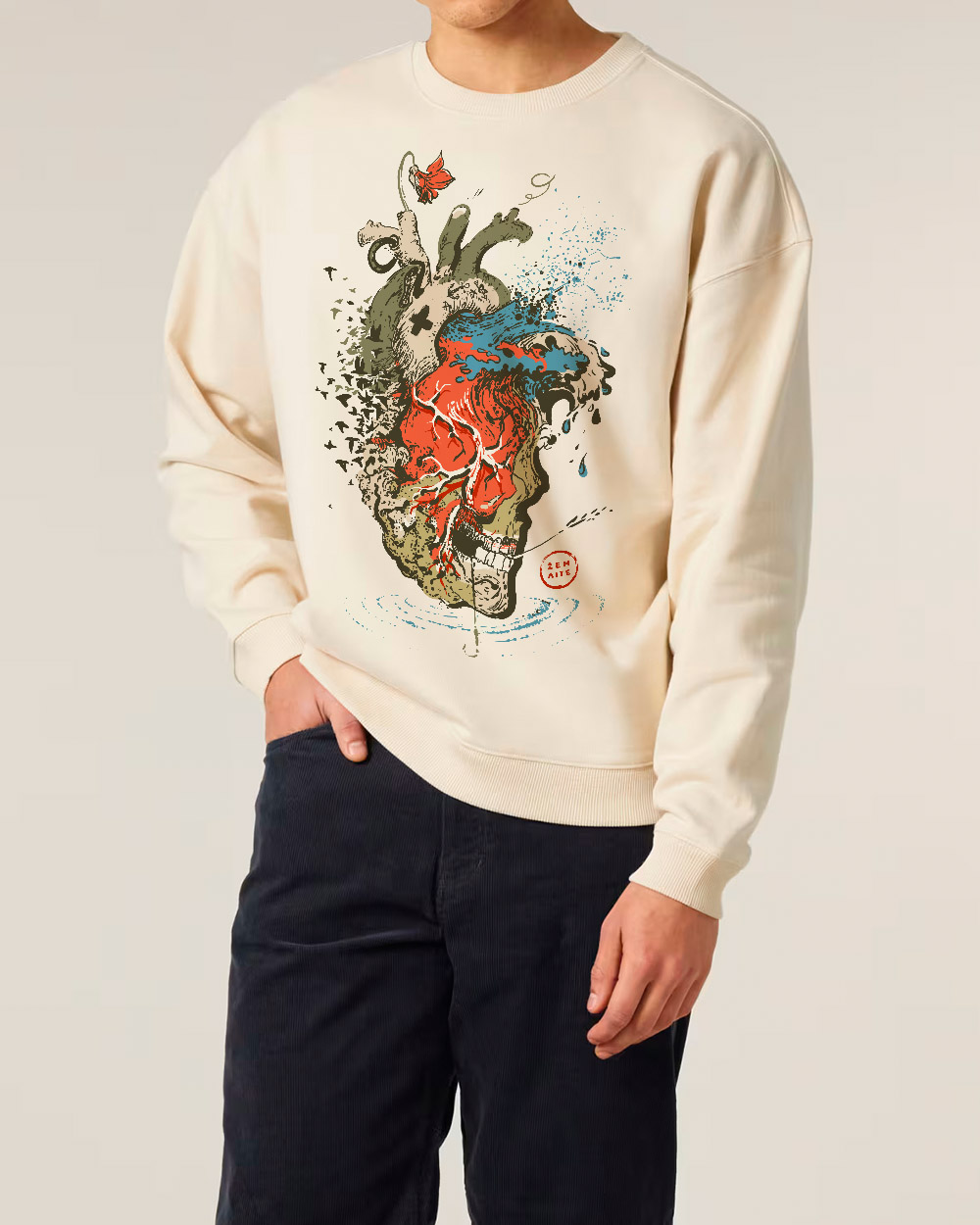 Oversize Unisex džemperis "Living a full life"