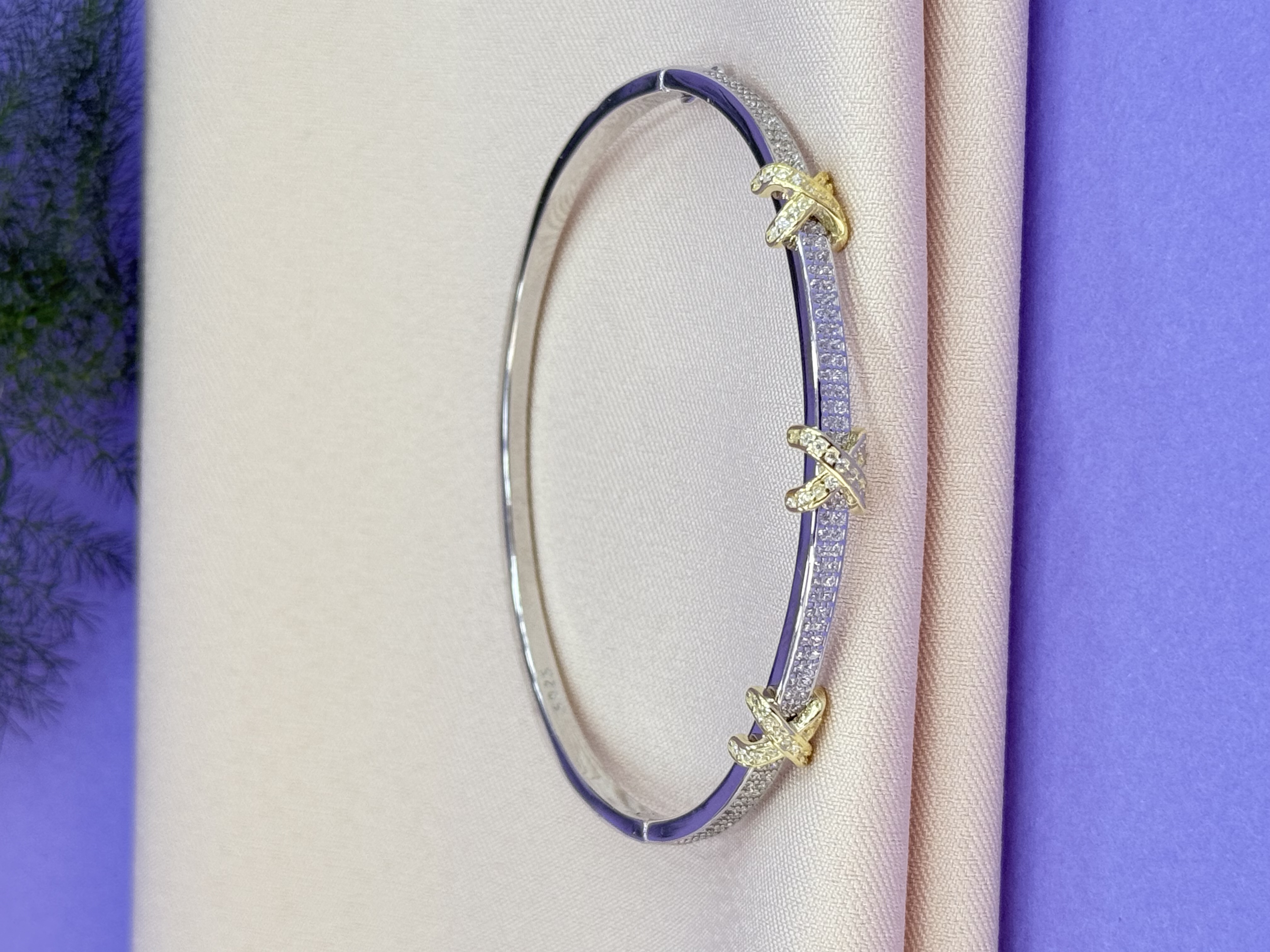 ✨ Byzylyk argjendi i larë me flori të qëndrueshëm ✨