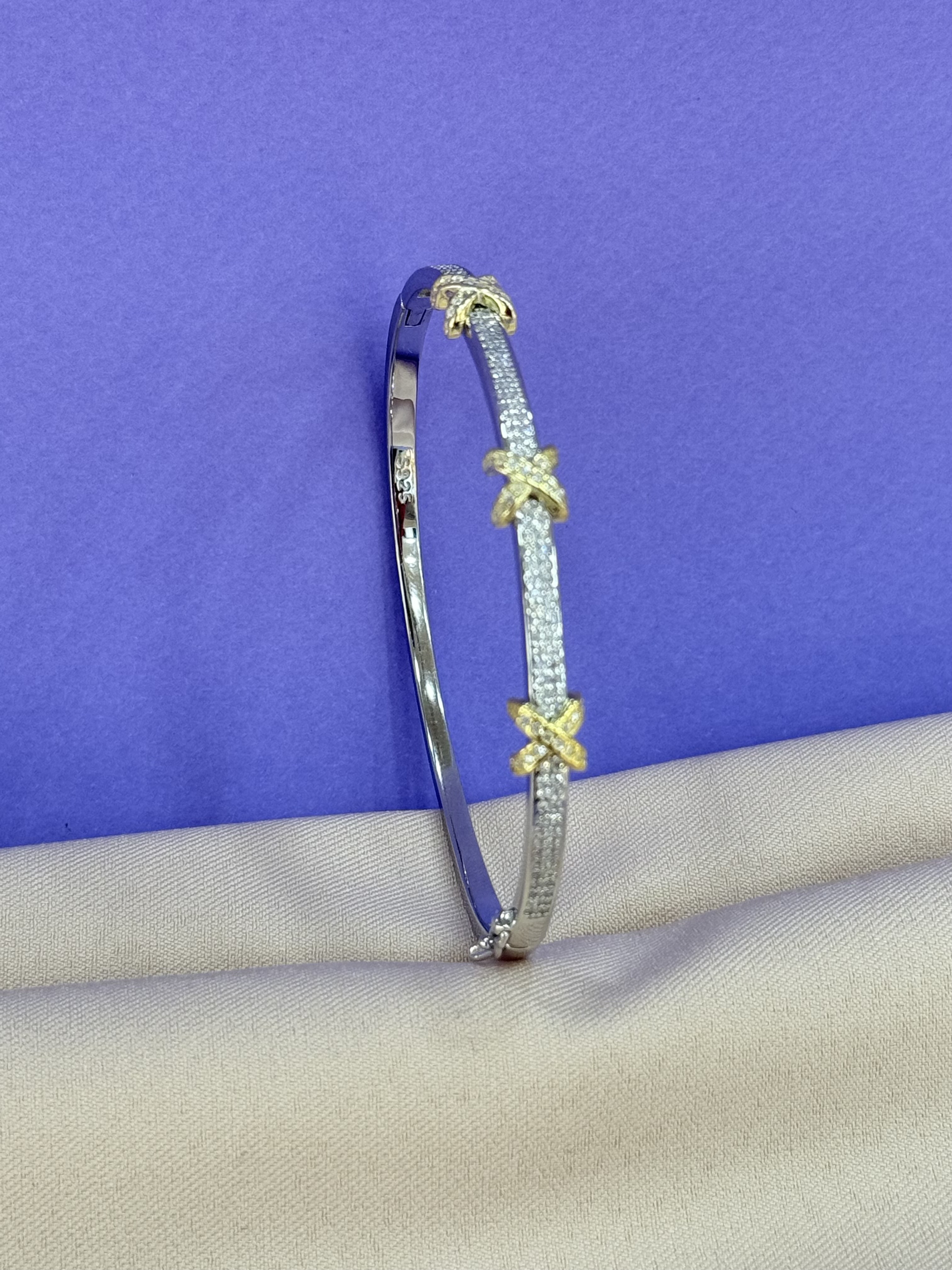 ✨ Byzylyk argjendi i larë me flori të qëndrueshëm ✨