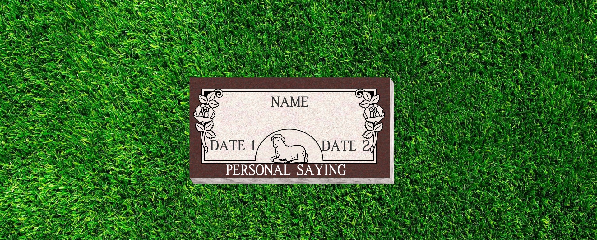 24x12x4 Flat Grass Marker with sheep and flower design