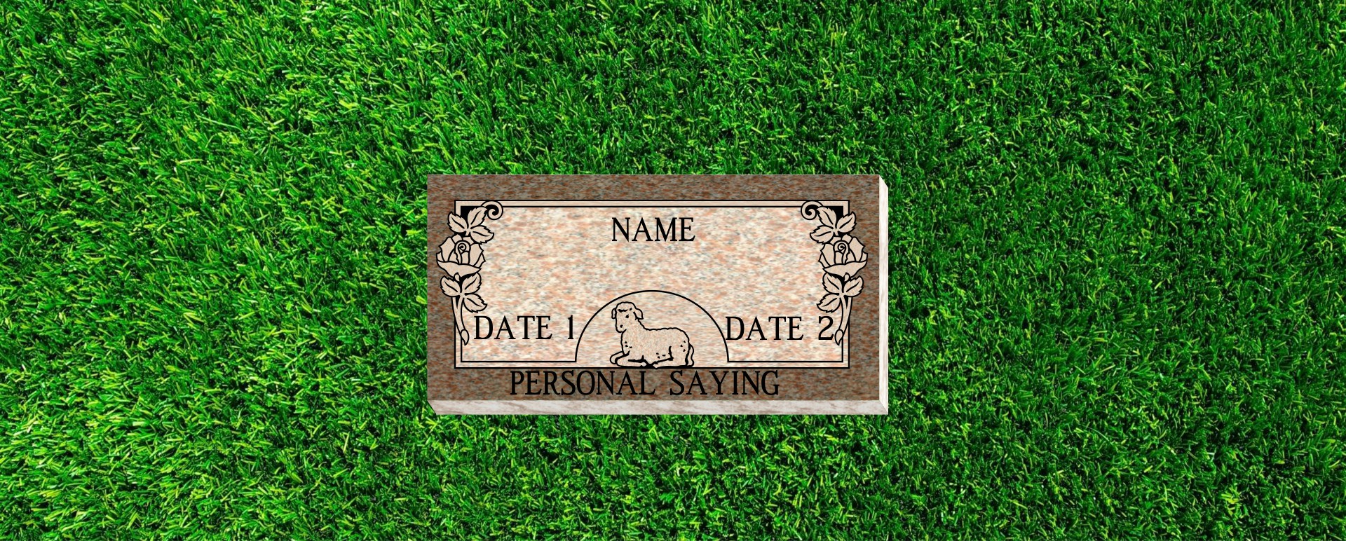 24x12x4 Flat Grass Marker with sheep and flower design