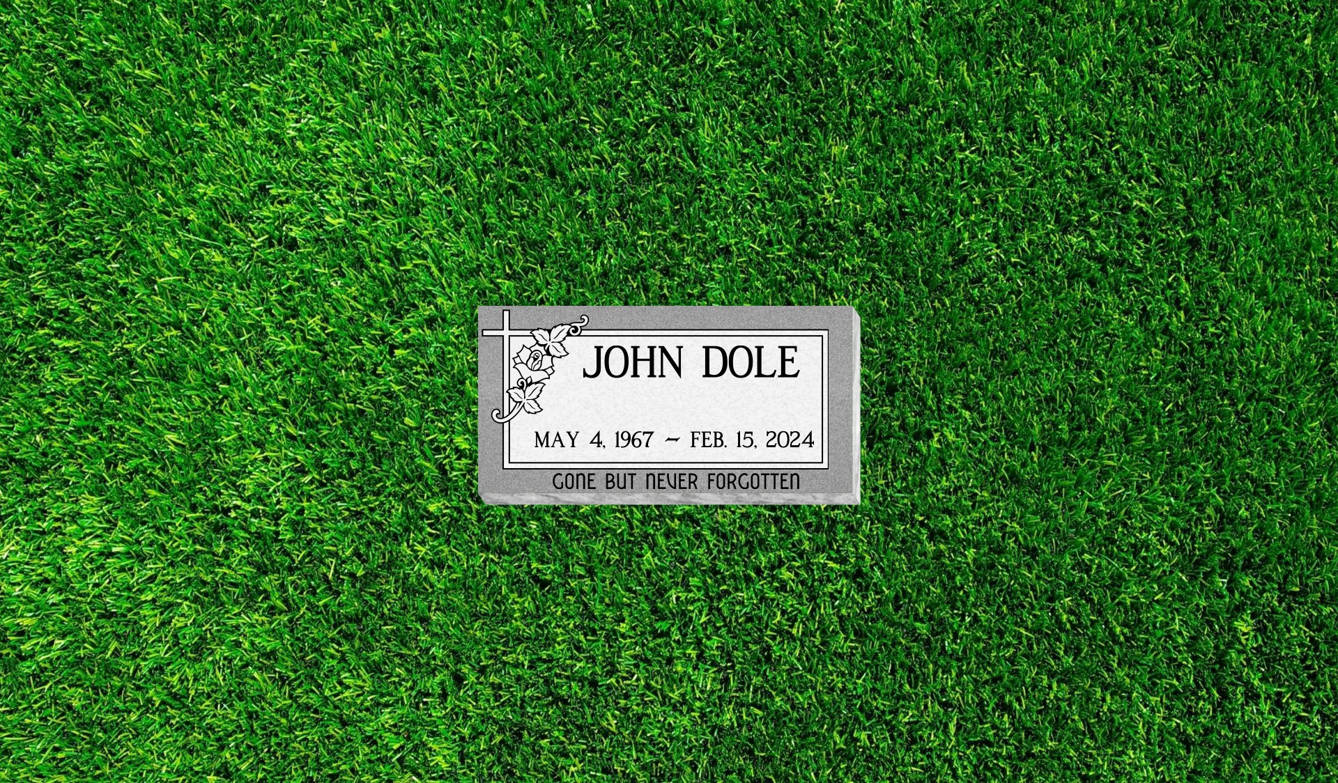 24x12x4 Flat Grass Marker with Cross and border