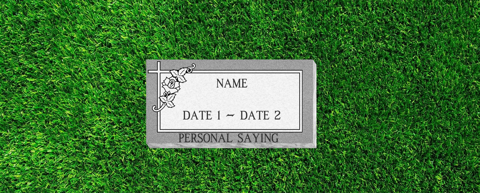 24x12x4 Flat Grass Marker with Cross and border