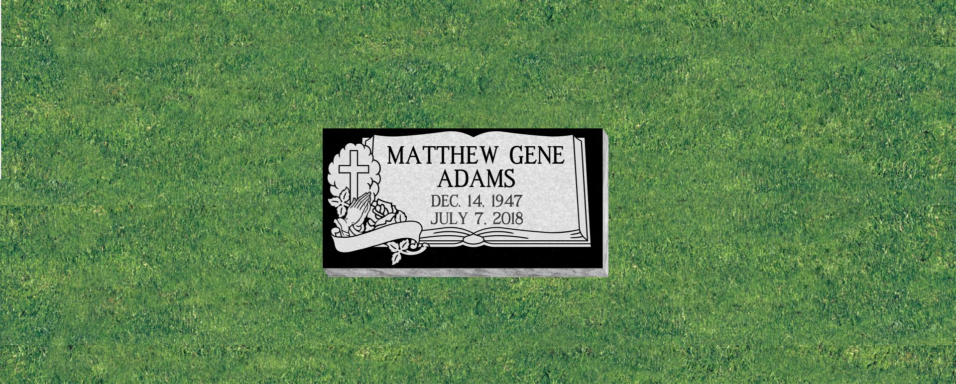 24x12x4 Flat Grass Marker with Cross and book