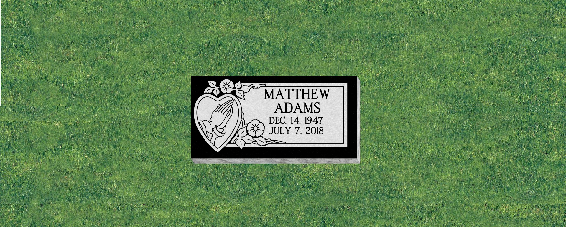 24x12x4 Flat Grass Marker with Heart and Hands