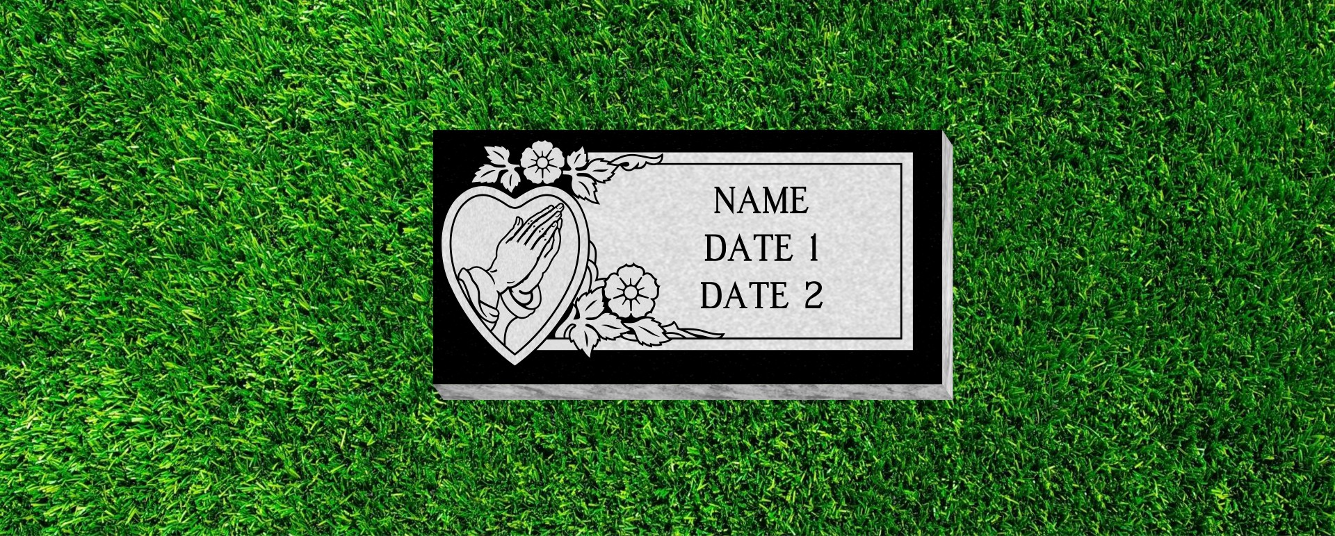 24x12x4 Flat Grass Marker with Heart and Hands