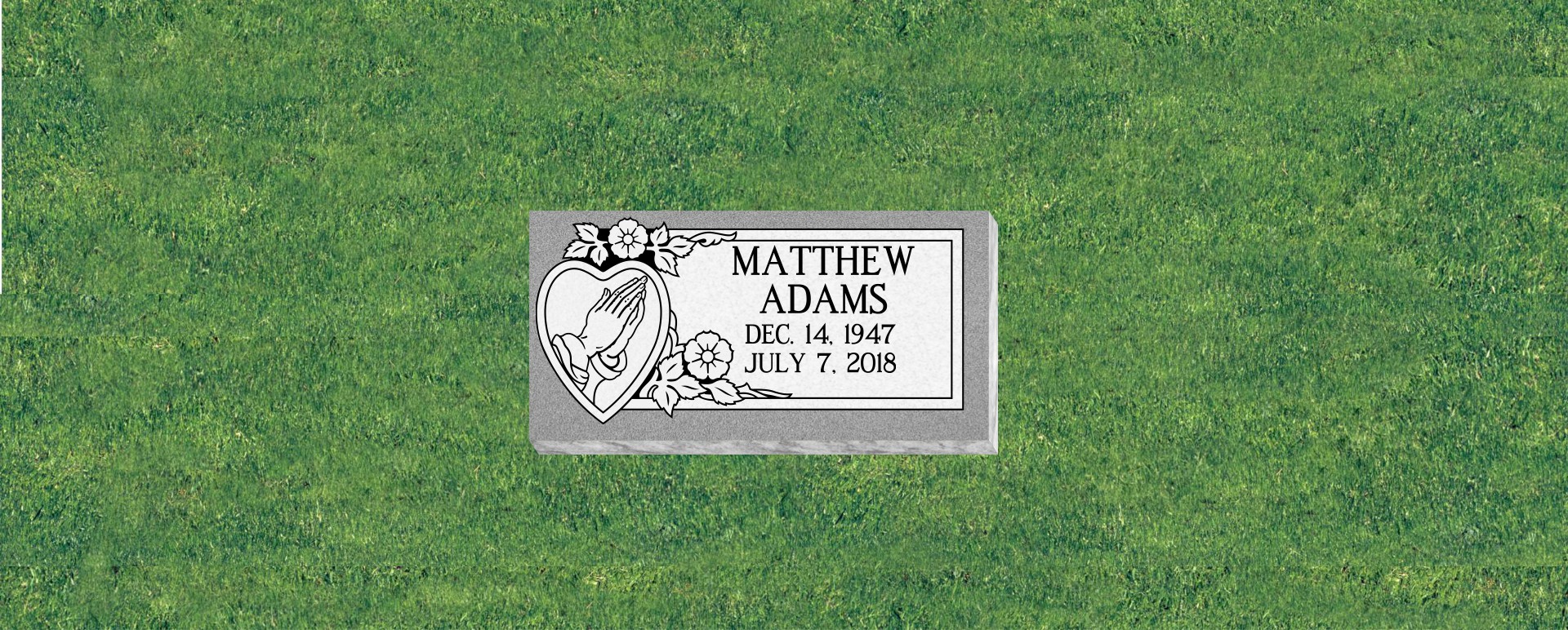 24x12x4 Flat Grass Marker with Heart and Hands