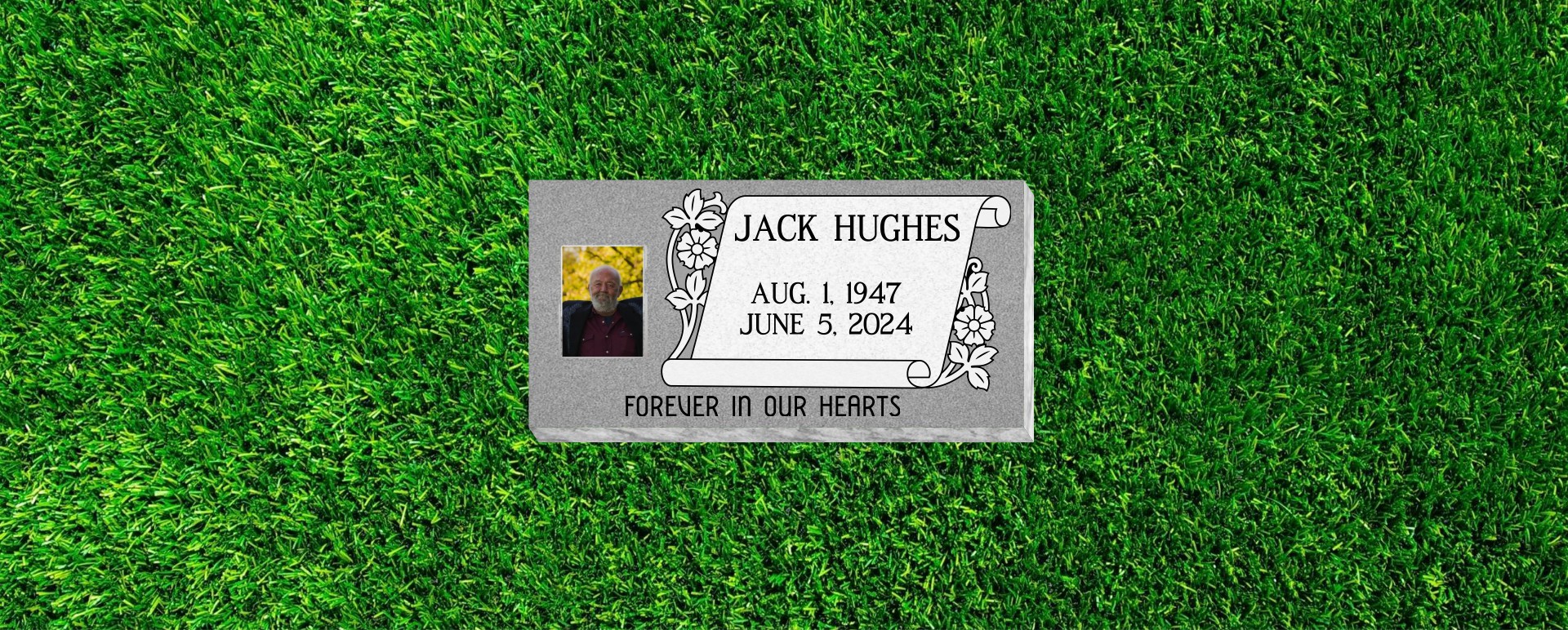 24x12x4 Flat Grass Marker Scroll with Photo