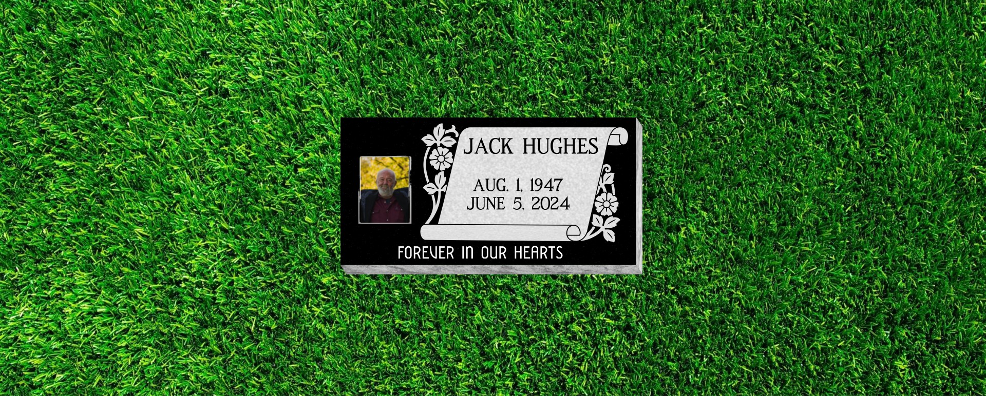 24x12x4 Flat Grass Marker Scroll with Photo