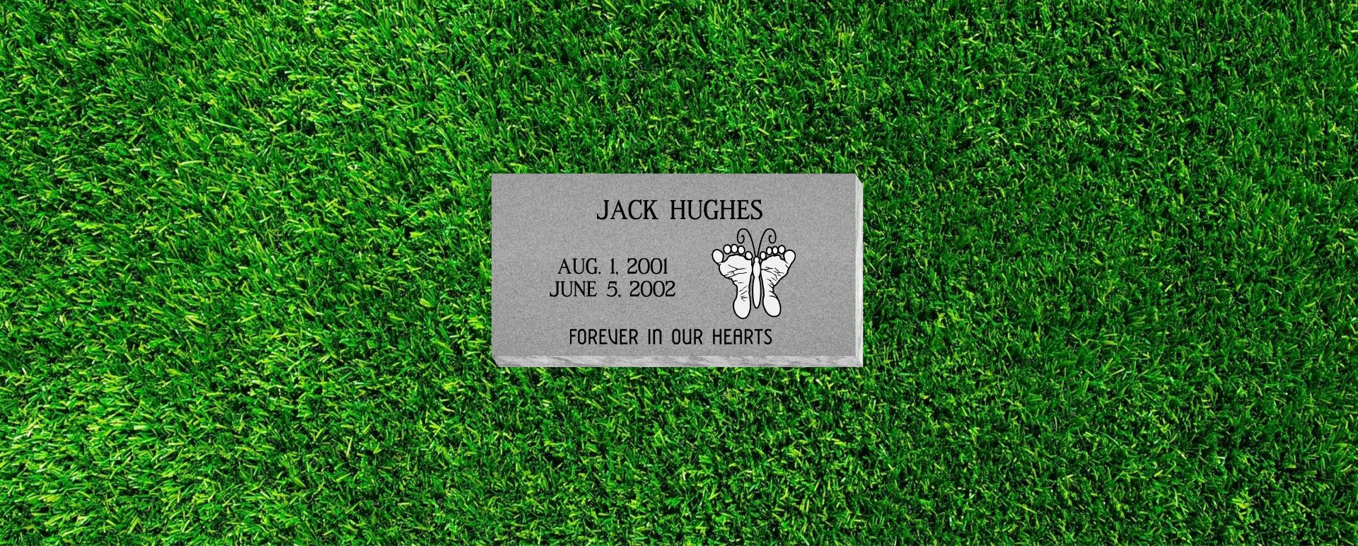 24x12x4 Flat Grass Marker with Baby Feet Butterfly