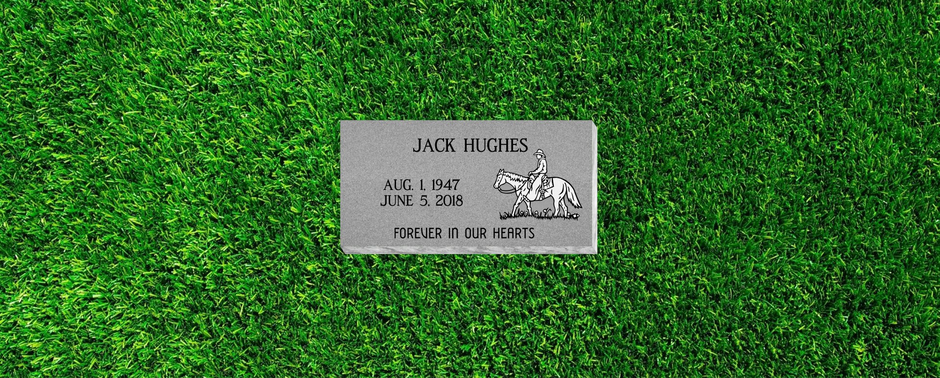 24x12x4 Flat Grass Marker with Cowboy on Horse