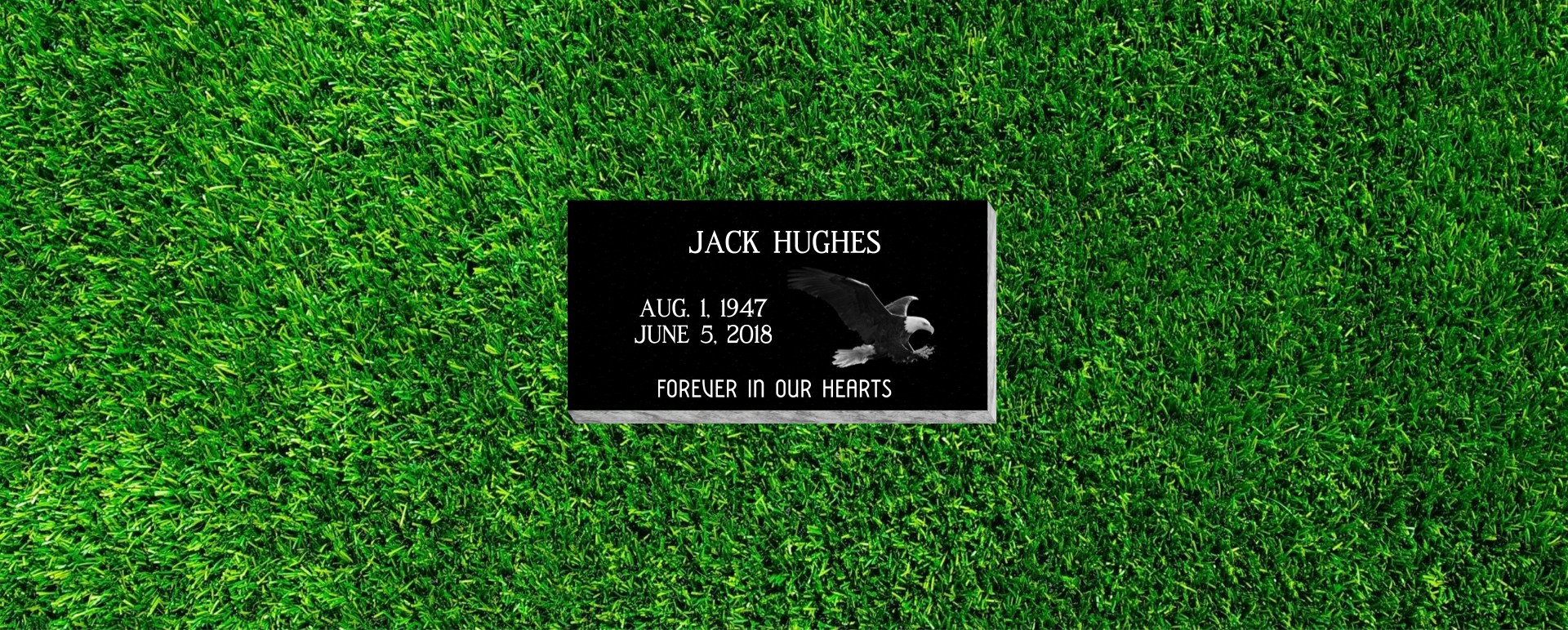 24x12x4 Flat Grass Marker with Laser Etched Eagle