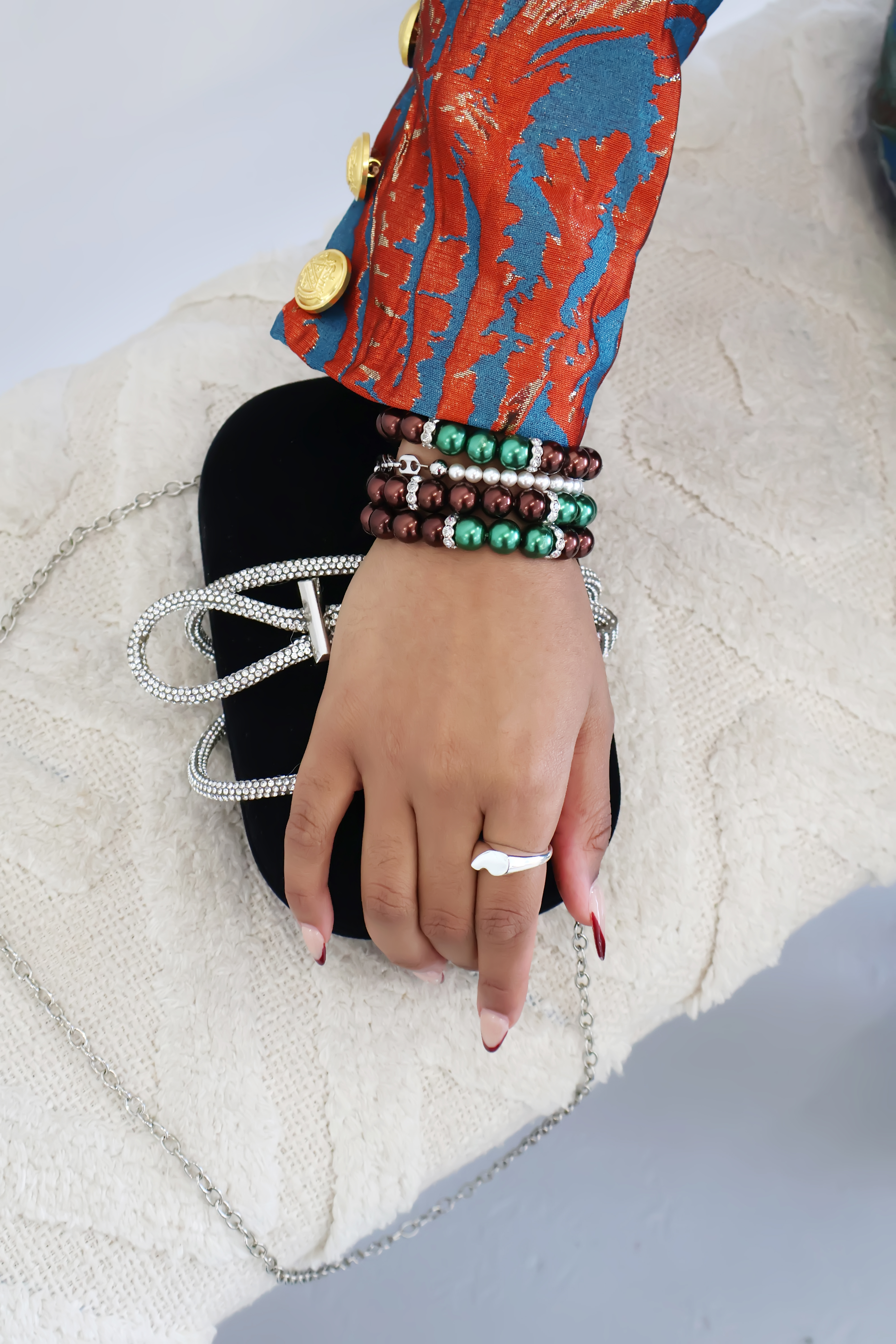 Brown & Green Beaded Bracelet