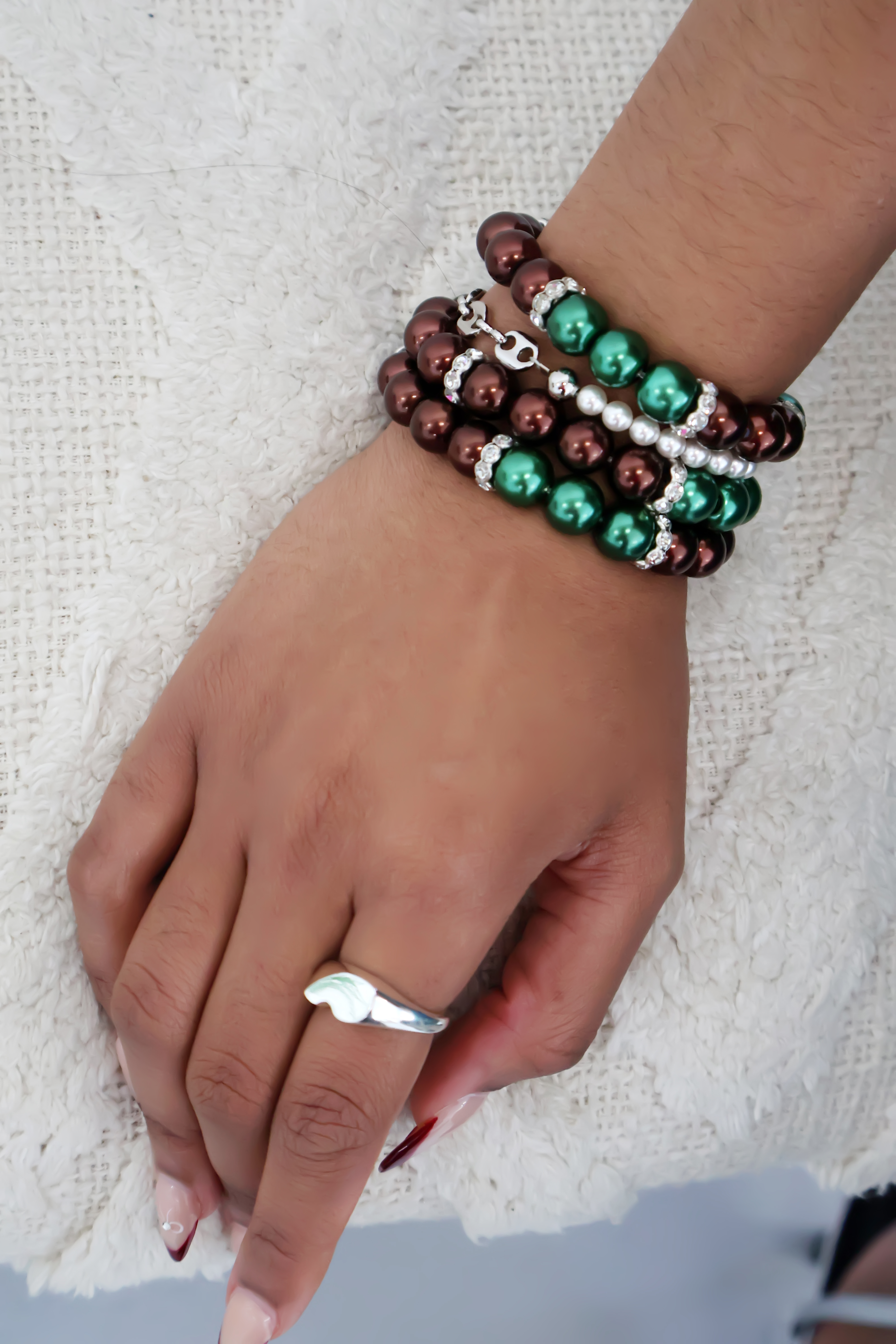 Brown & Green Beaded Bracelet