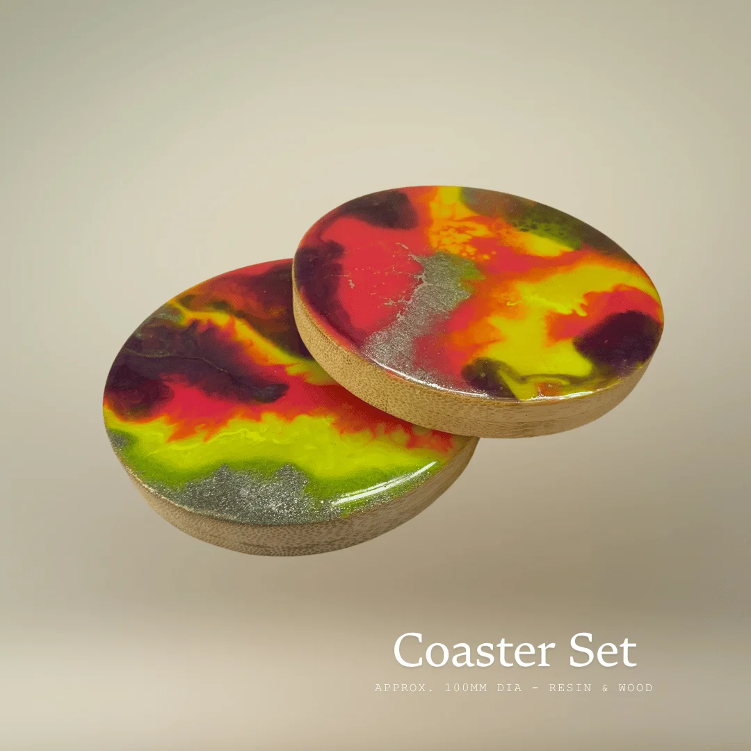 Resin and Wood Coaster Set