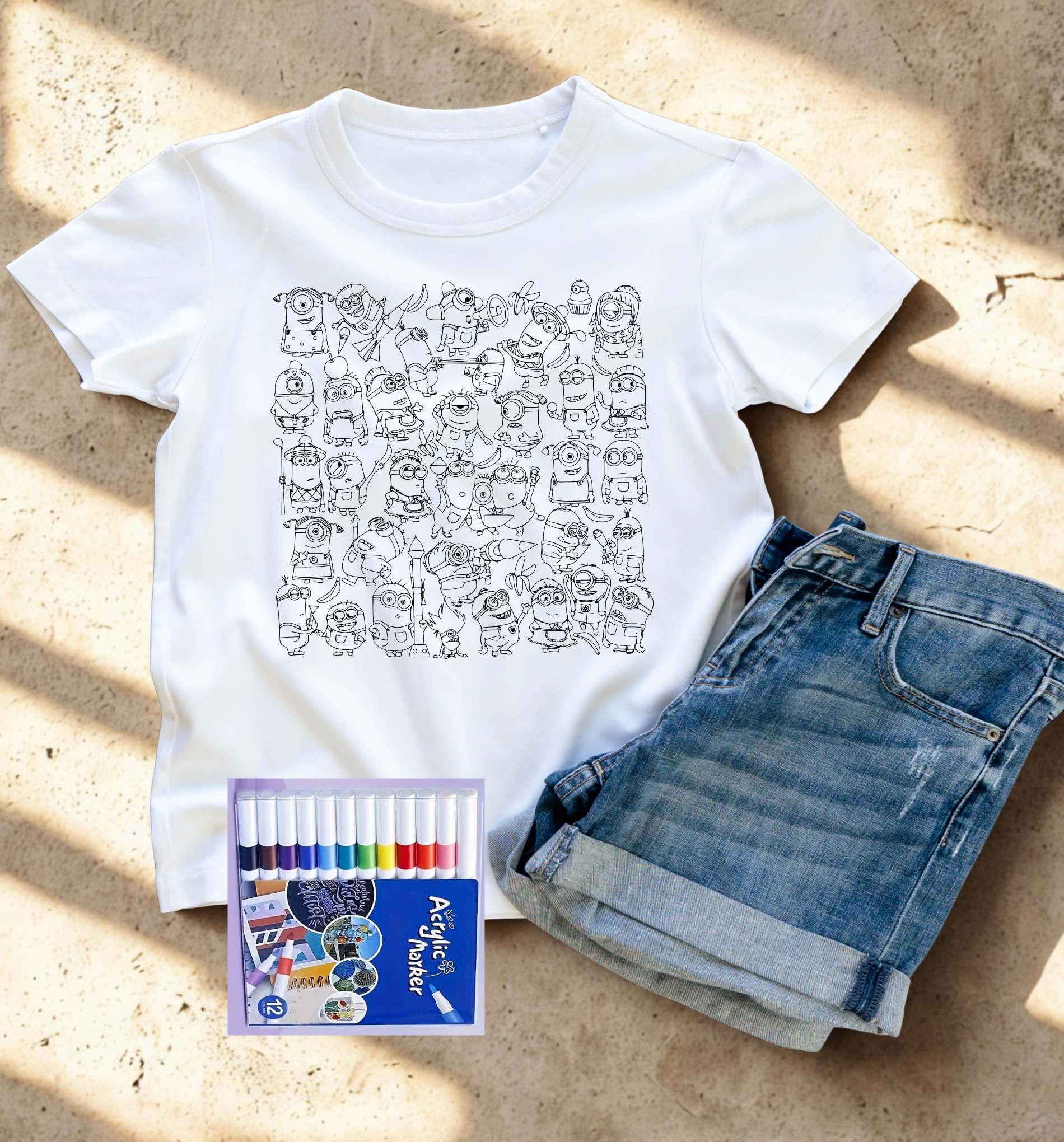 Vaikiški spalvinimo marškinėliai su flomasteriais "Cuties"