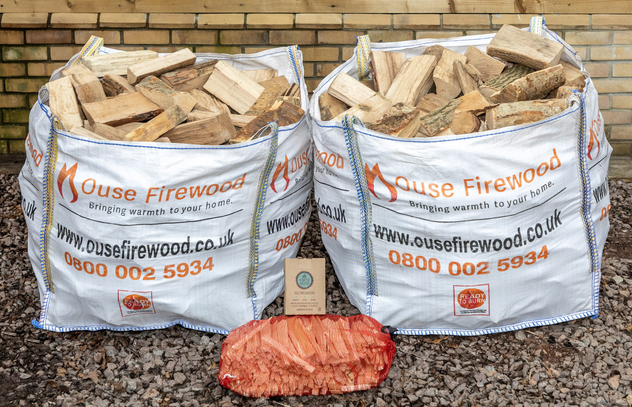 Kiln-Dried Logs Bundle - 2 x Bulk Bags, Kindling & Firelighters