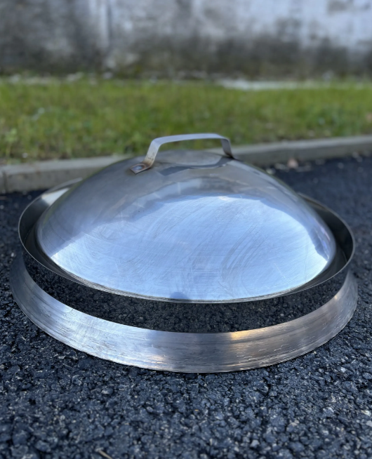 Artisanal STAINLESS STEEL Peka Barbecue (included: 1 "bell" + 1 enamelled dish)