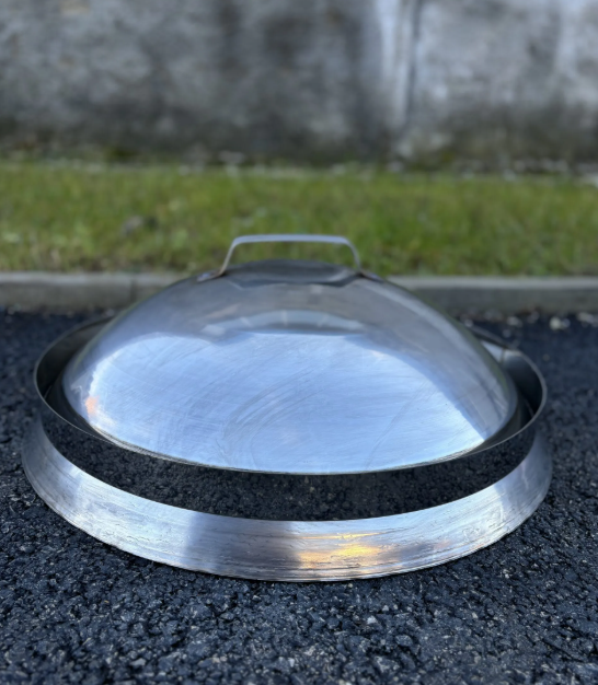 Artisanal STAINLESS STEEL Peka Barbecue (included: 1 "bell" + 1 enamelled dish)