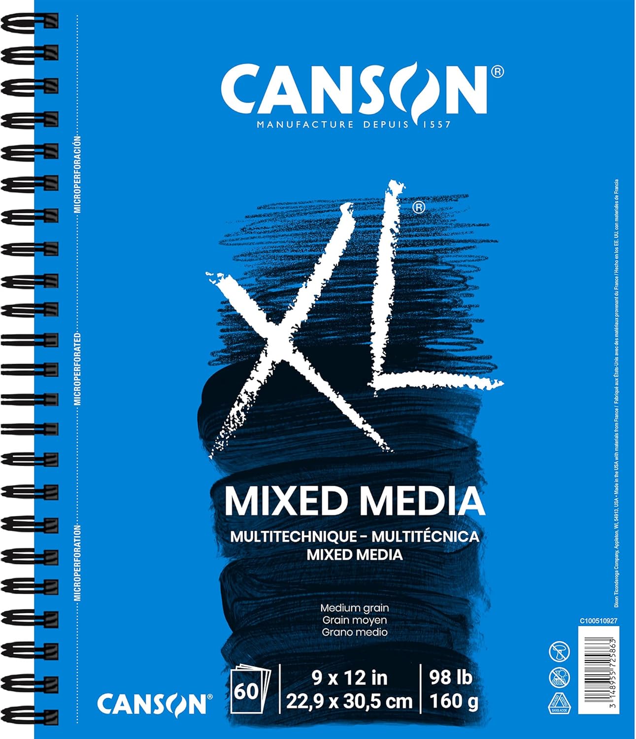Canson XL Series Mixed Media Pad, Side Wire, 9x12 inches, 60 Sheets