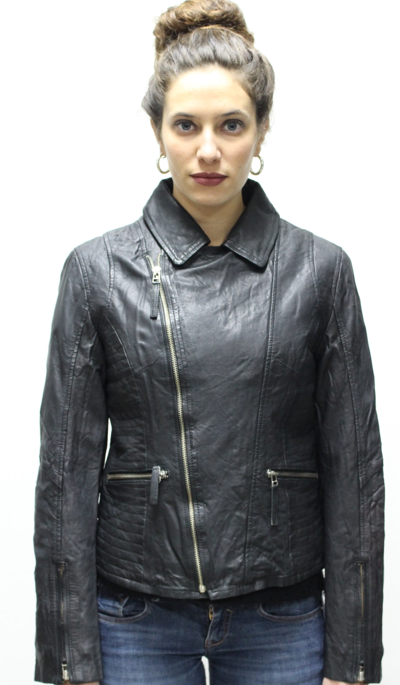 BATIAN -CRUZADA MUJER NAPA COLOR NEGRO-