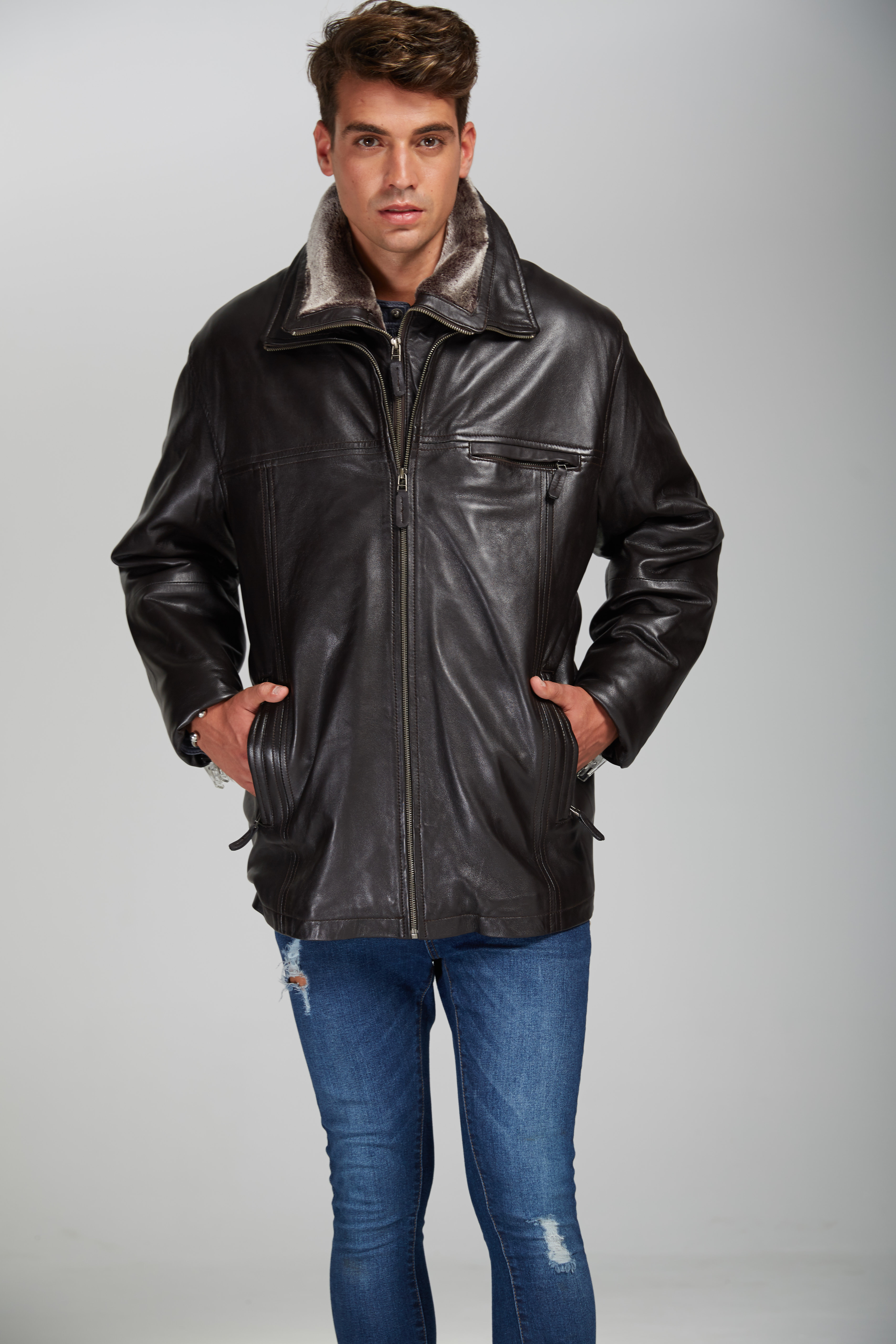 941 - CHAQUETON HOMBRE MARRON OSCURO