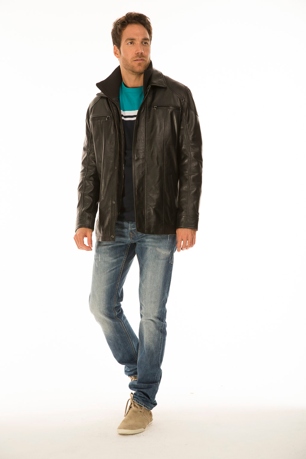1951-CHAQUETON HOMBRE NEGRO CUELLO INTERIOR DESMONTABLE