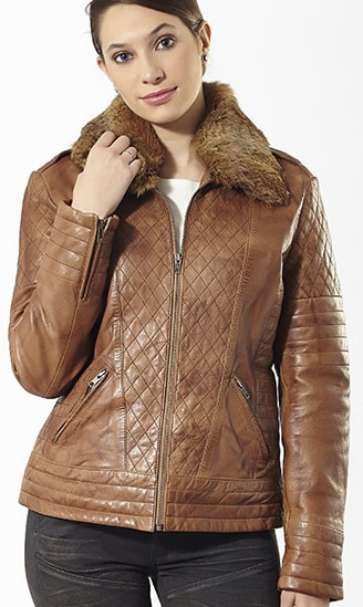 3341 - CHAQUETA PIEL NAPA COLOR MARRON CUELLO DESMONTABLE
