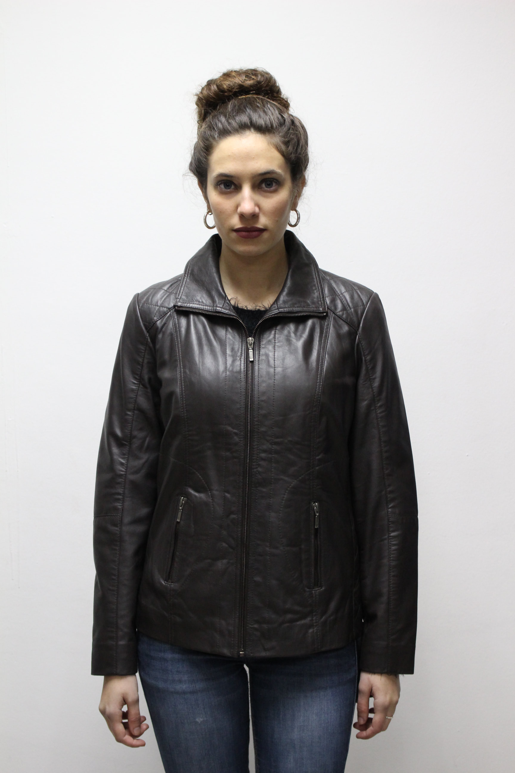 GOIANIA - CAZADORA MUJER NAPA MARRON