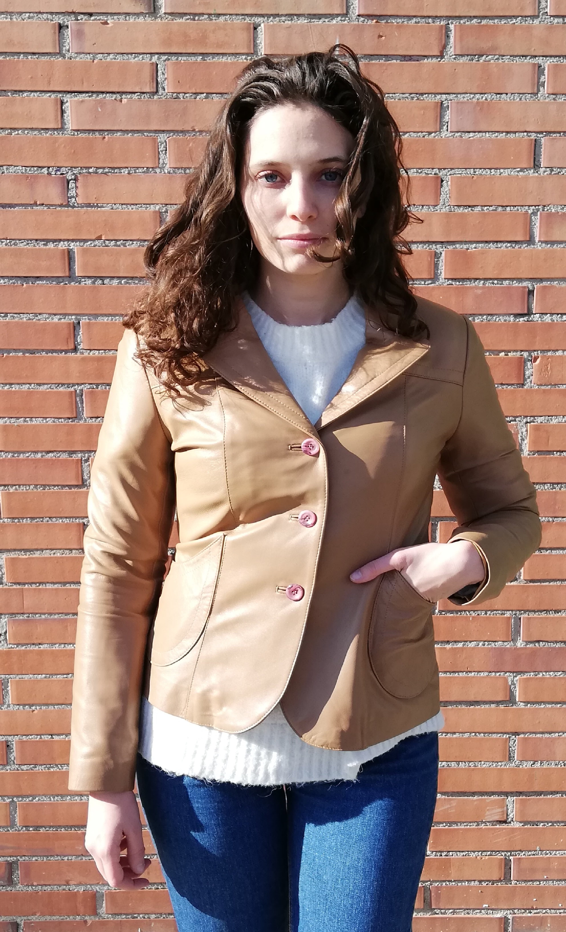 6033 - CHAQUETA MUJER NAPA BEIG