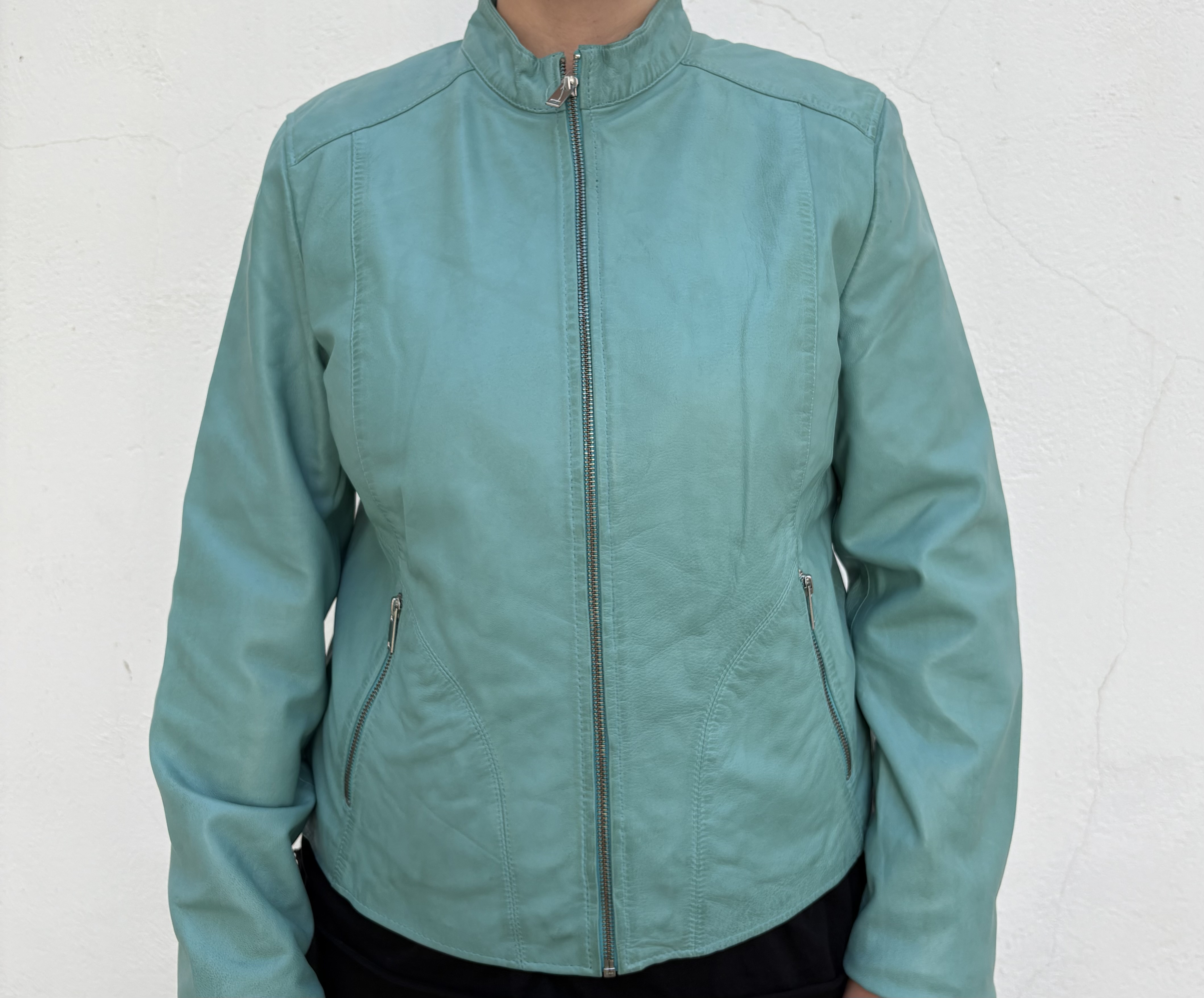 Chaqueta de cuero verde