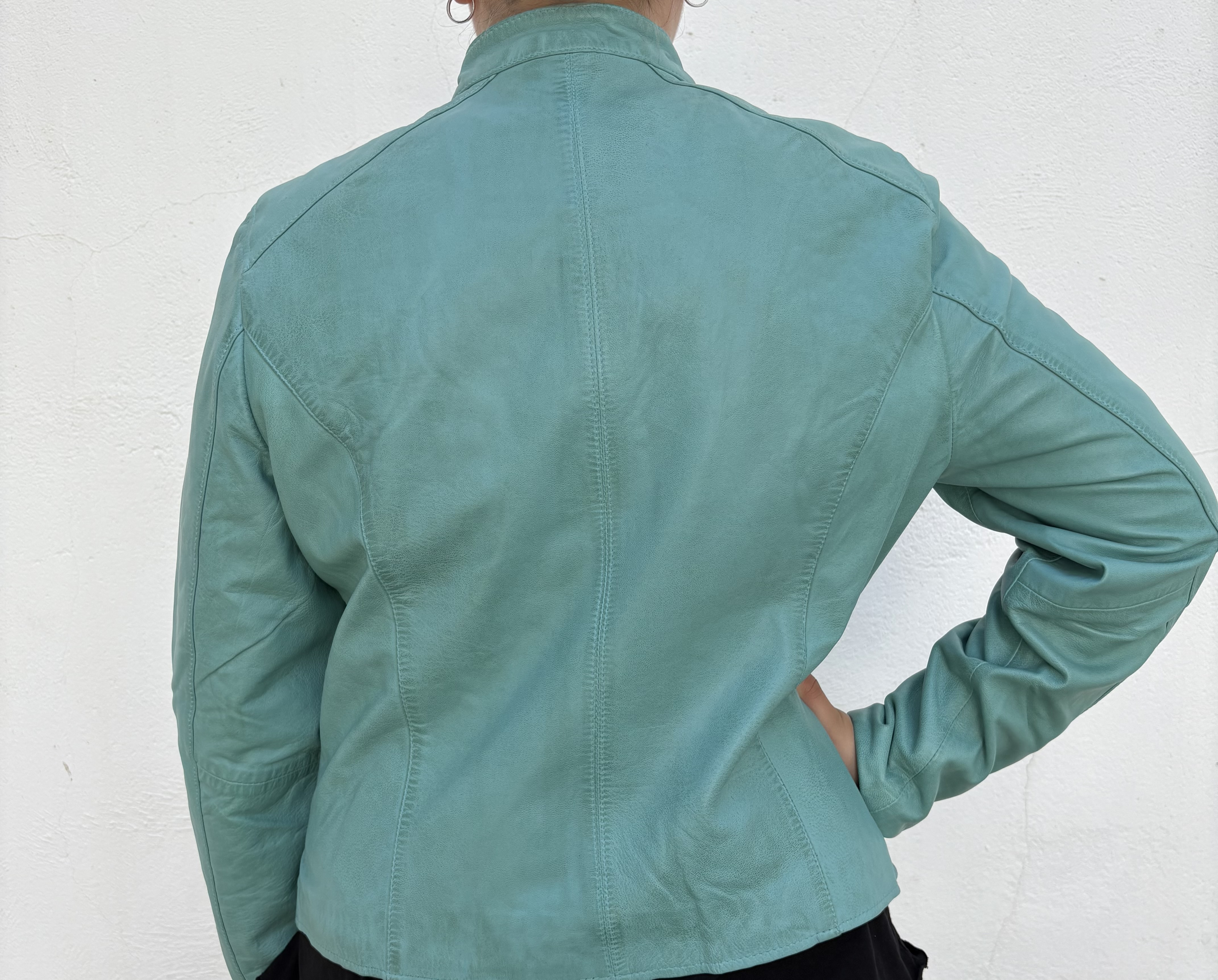Chaqueta de cuero verde