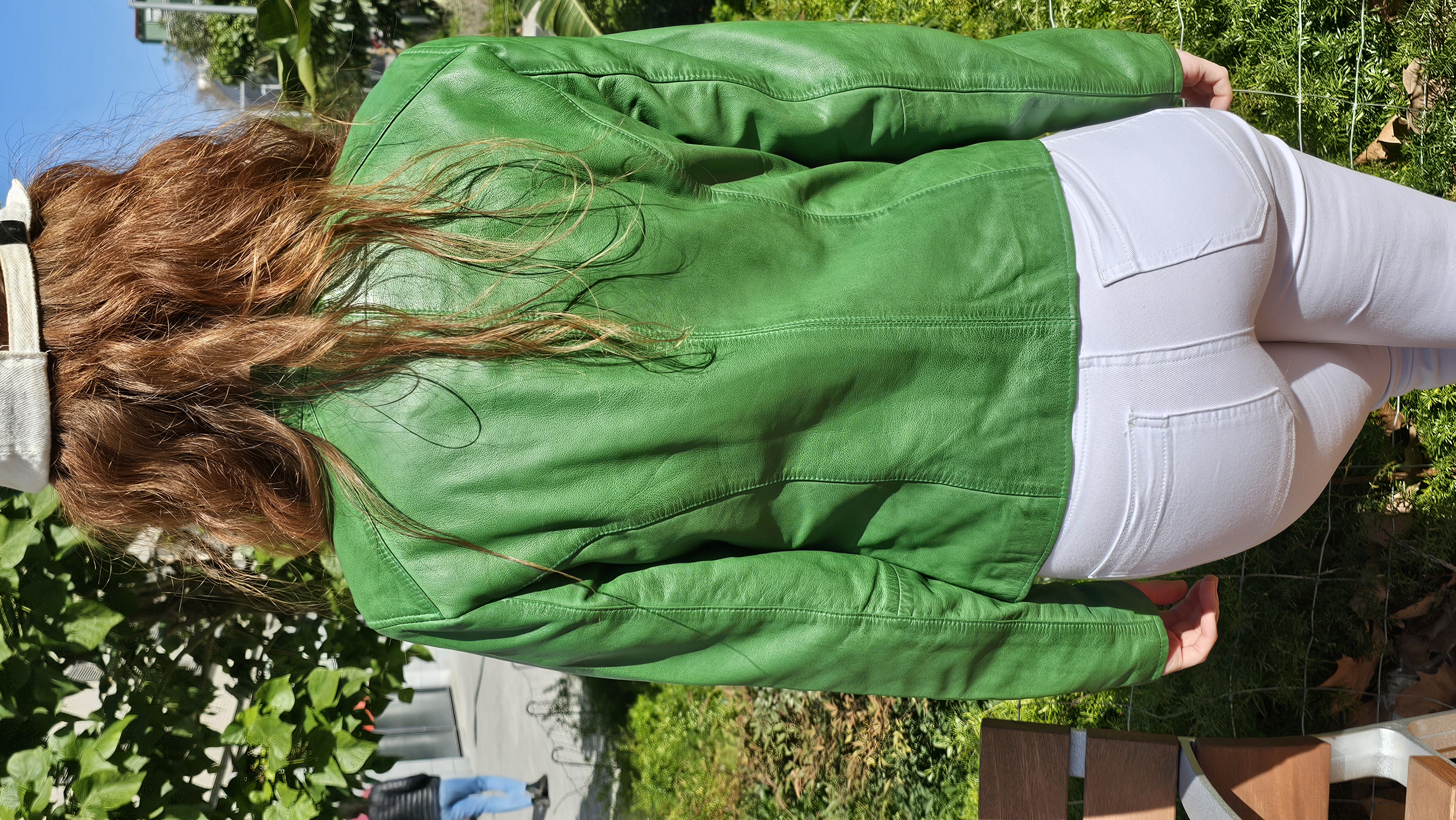 Chaqueta de cuero verde