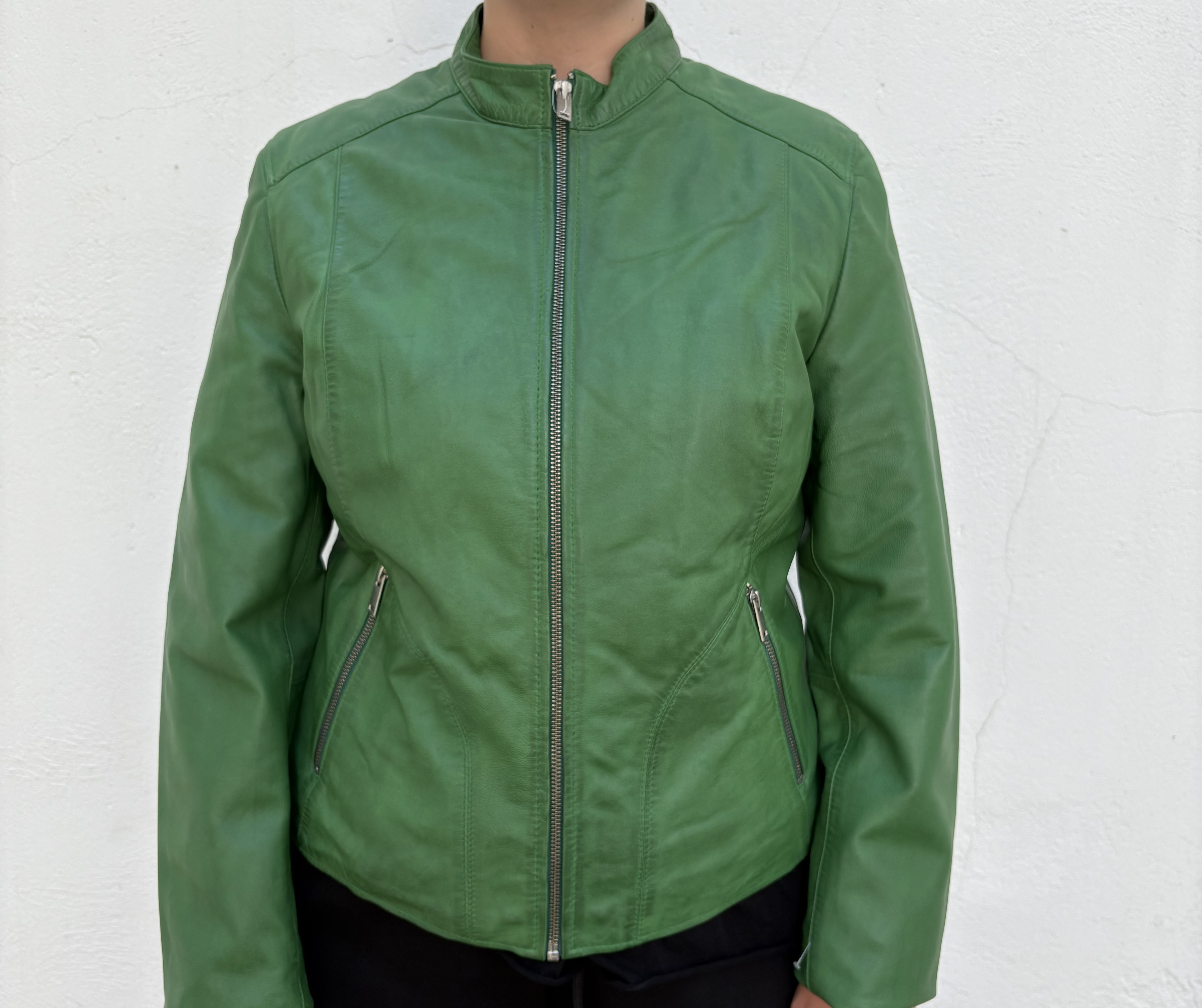 Chaqueta de cuero verde