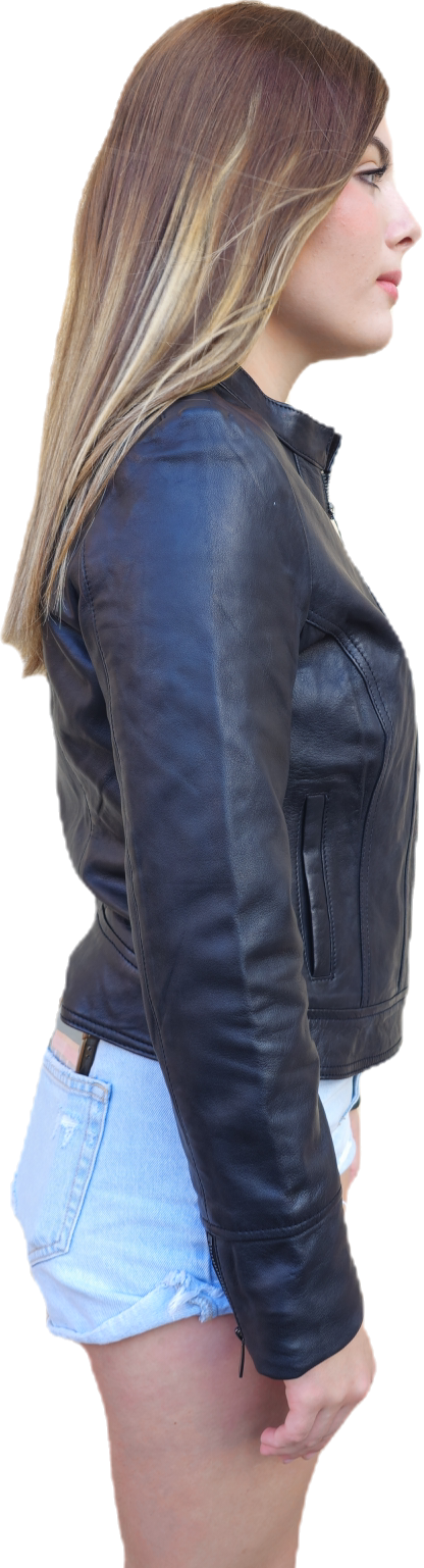 031009 -Chaqueta de cuero negro basica ideal para cualquier ocasion 