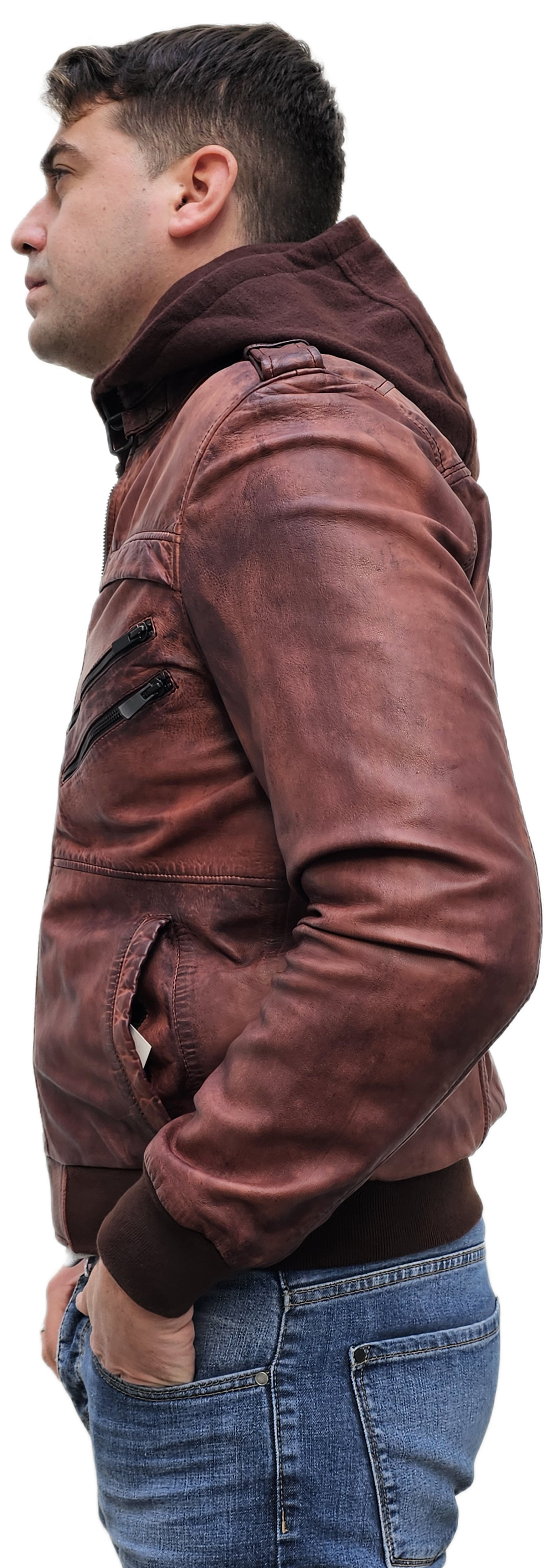 33605 - Chaqueta de cuero marrón