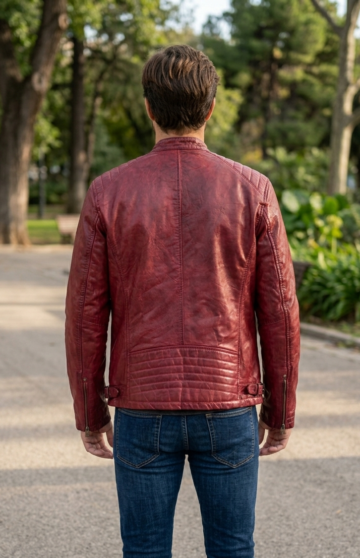 33006  Chaqueta de cuero rojo