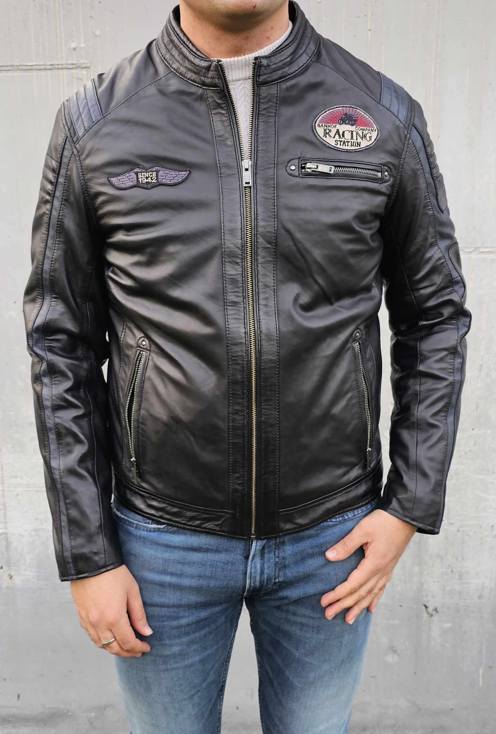 01502 - Chaqueta de Motociclista negro