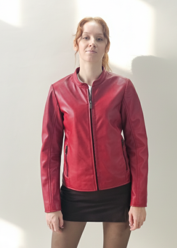 0118 - Chaqueta de cuero roja